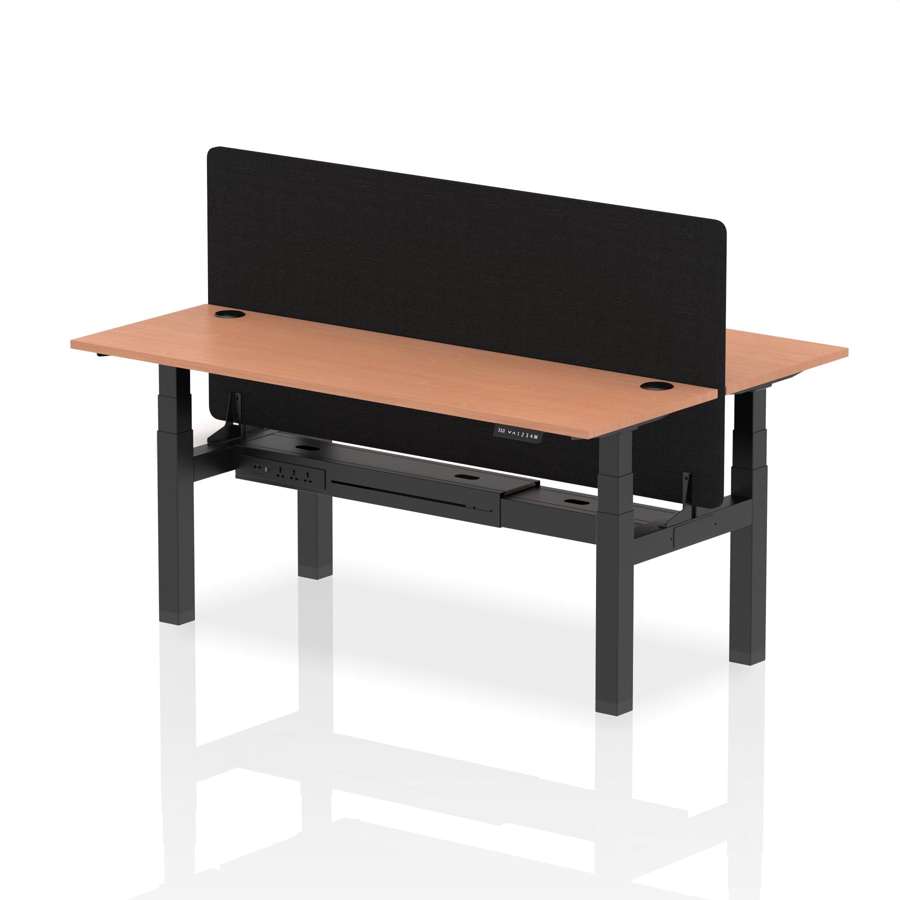 Air Back-to-Back Slimline Height Adjustable Bench Desk - 2 Person with Black Straight Screen - Image 55