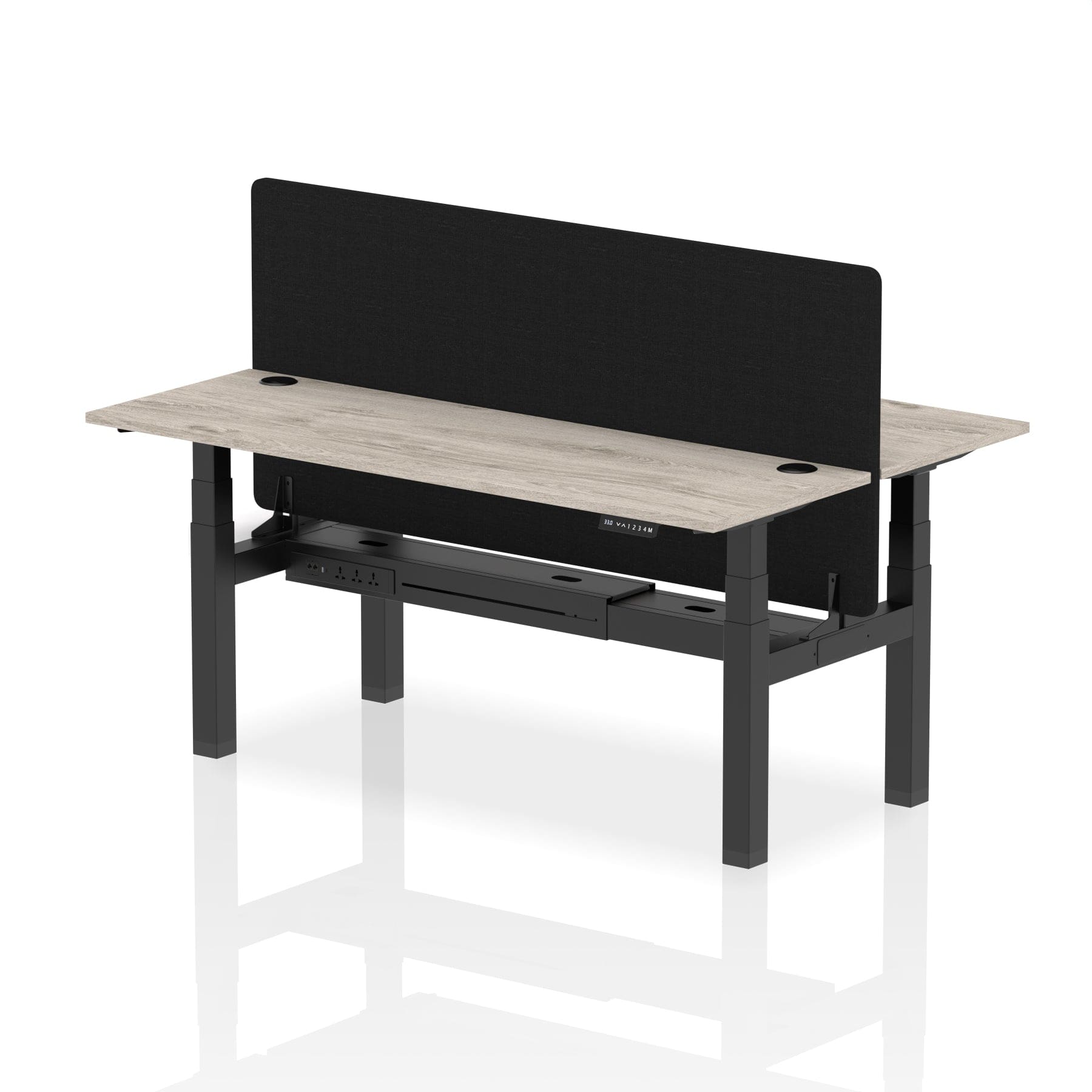 Air Back-to-Back Slimline Height Adjustable Bench Desk - 2 Person with Black Straight Screen - Image 58