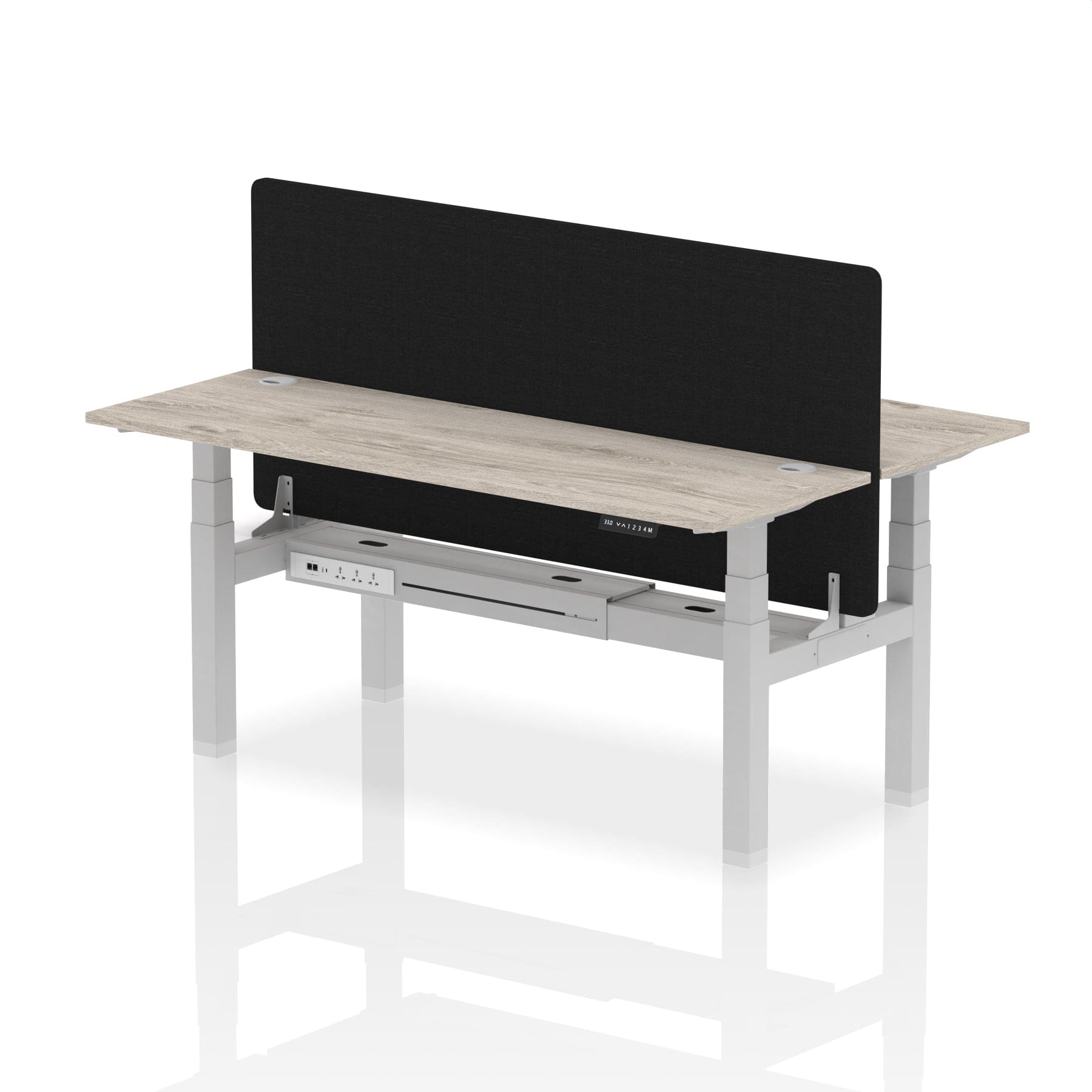 Air Back-to-Back Slimline Height Adjustable Bench Desk - 2 Person with Black Straight Screen - Image 59
