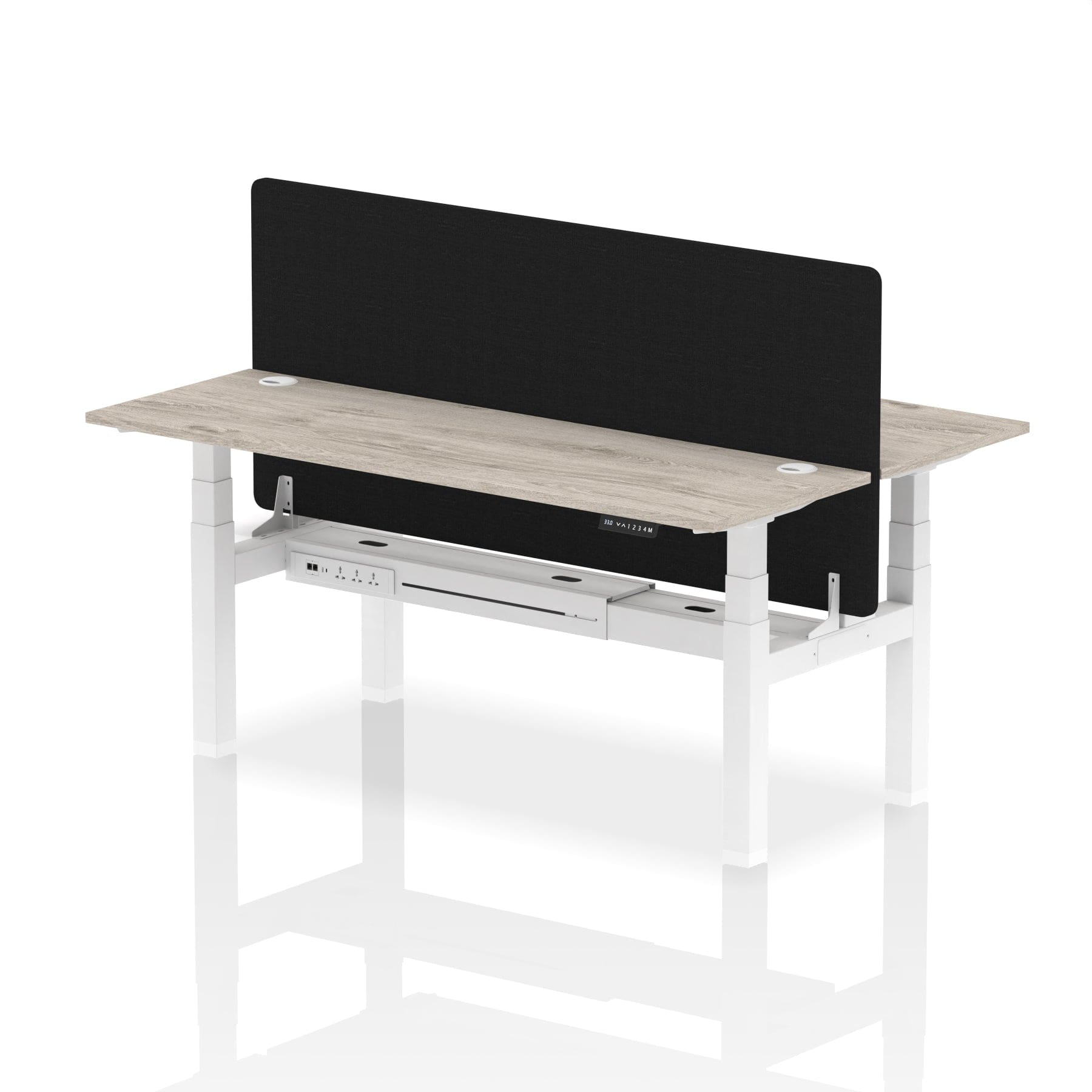 Air Back-to-Back Slimline Height Adjustable Bench Desk - 2 Person with Black Straight Screen - Image 60