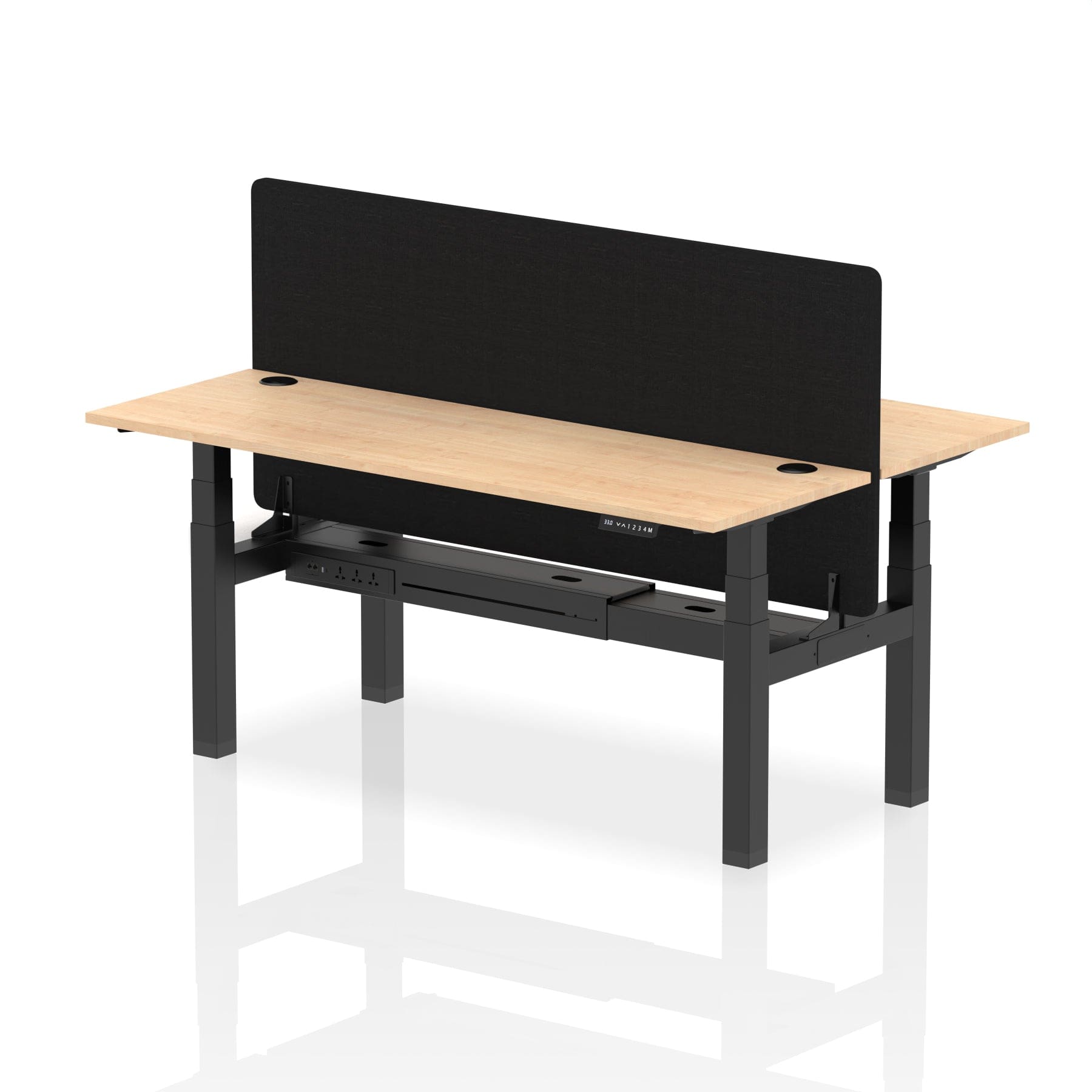 Air Back-to-Back Slimline Height Adjustable Bench Desk - 2 Person with Black Straight Screen - Image 61