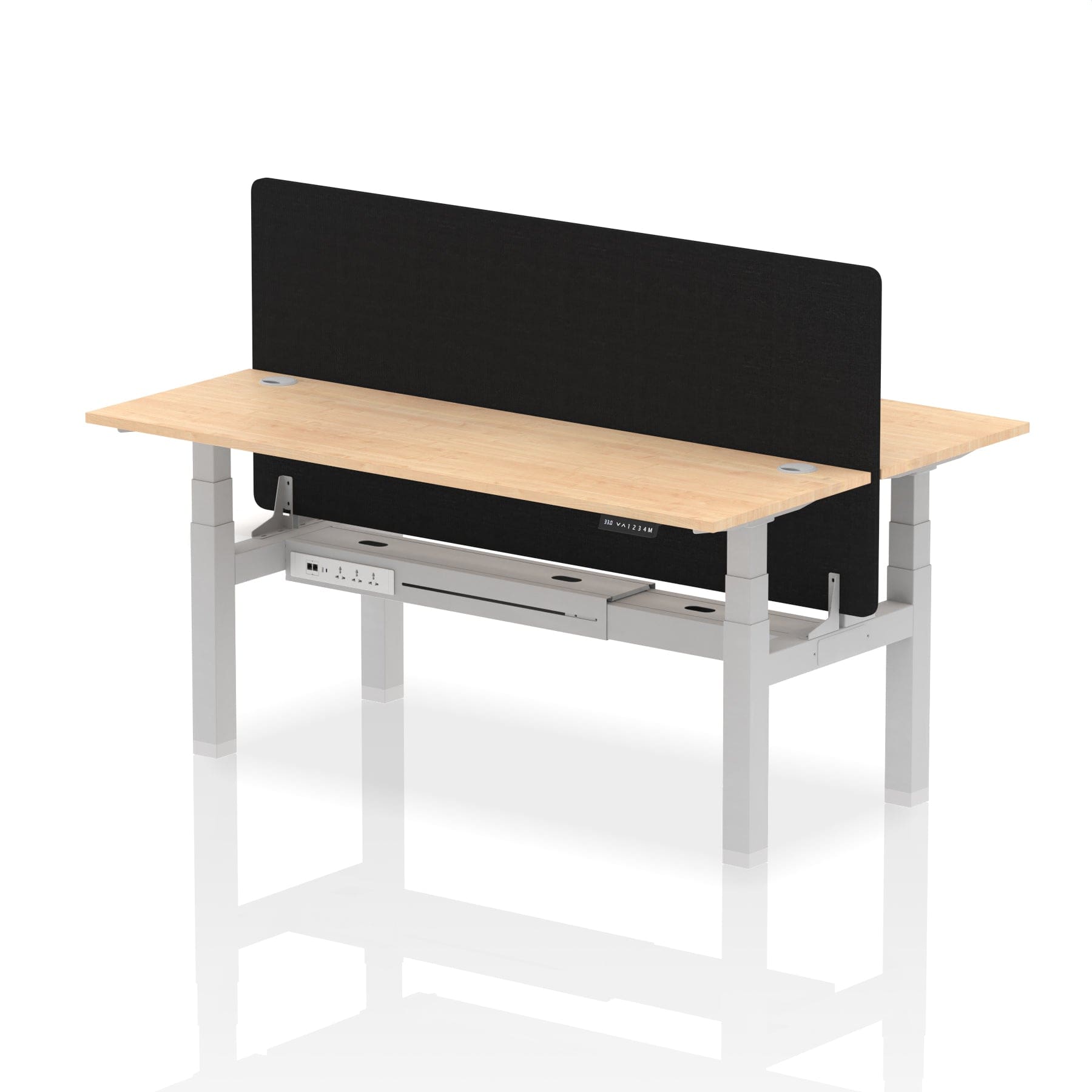 Air Back-to-Back Slimline Height Adjustable Bench Desk - 2 Person with Black Straight Screen - Image 62