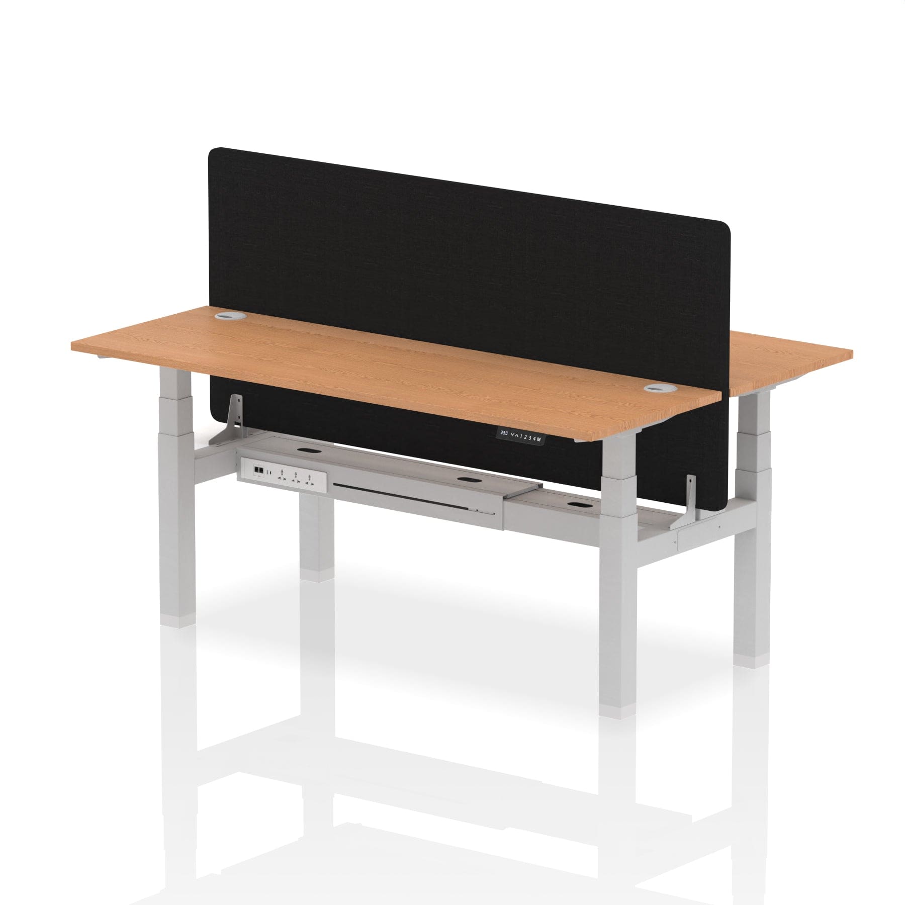 Air Back-to-Back Slimline Height Adjustable Bench Desk - 2 Person with Black Straight Screen - Image 65