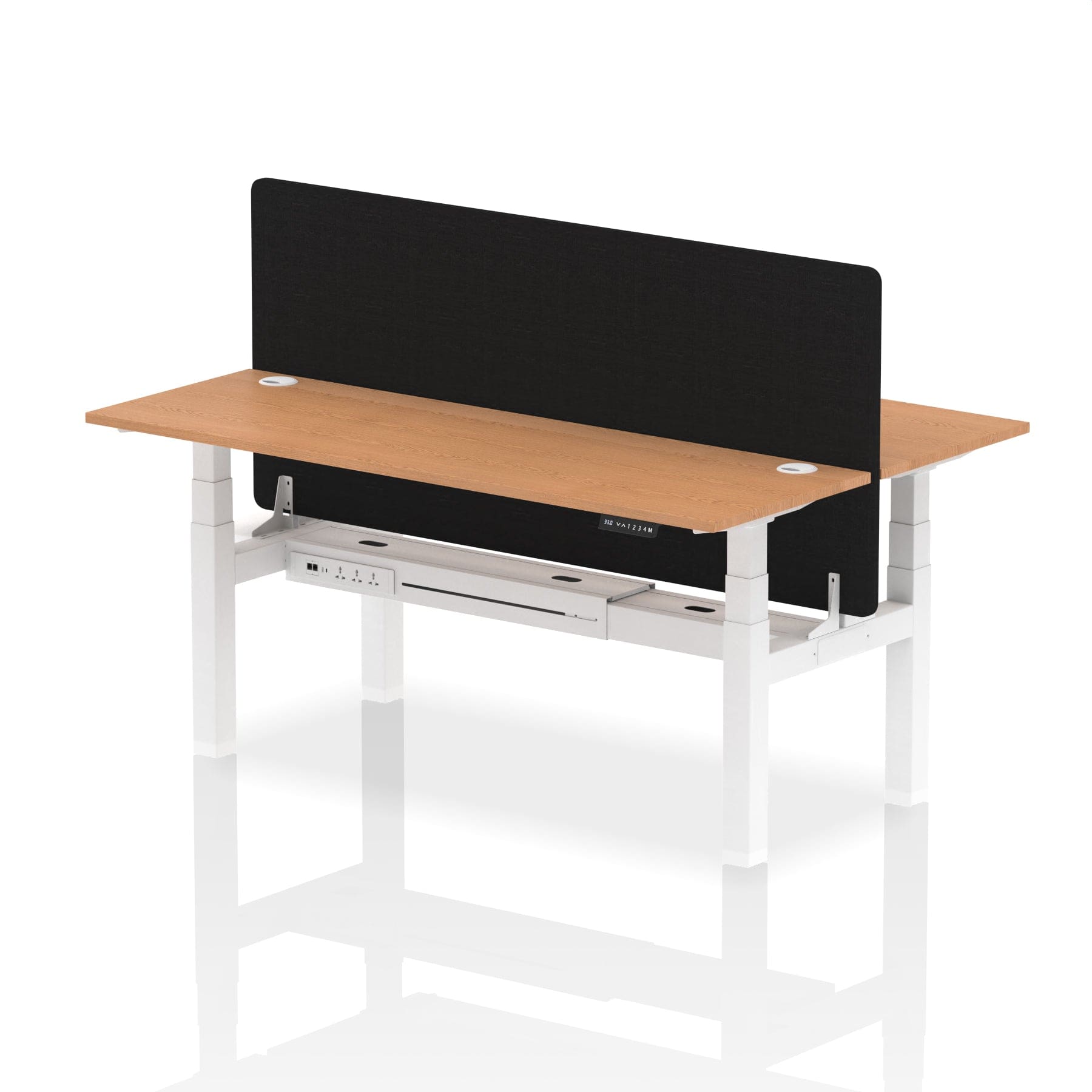 Air Back-to-Back Slimline Height Adjustable Bench Desk - 2 Person with Black Straight Screen - Image 66