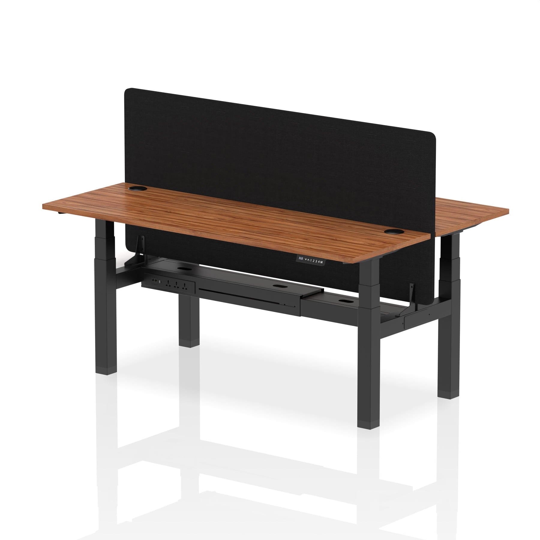 Air Back-to-Back Slimline Height Adjustable Bench Desk - 2 Person with Black Straight Screen - Image 67