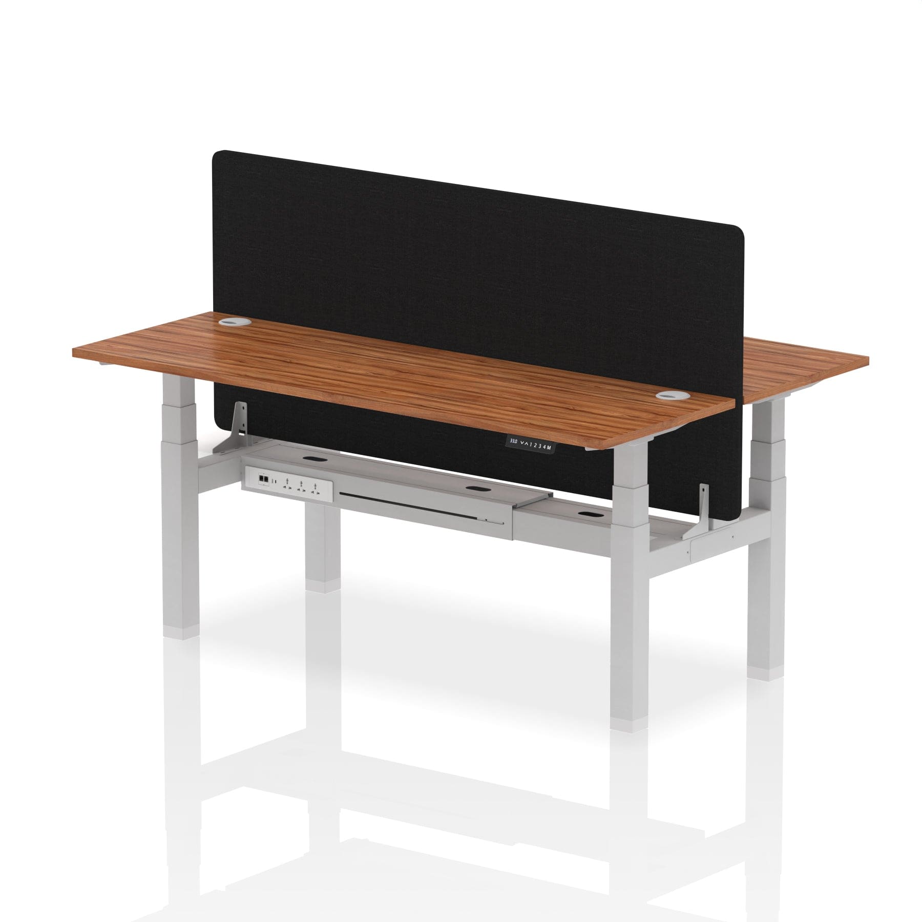Air Back-to-Back Slimline Height Adjustable Bench Desk - 2 Person with Black Straight Screen - Image 68