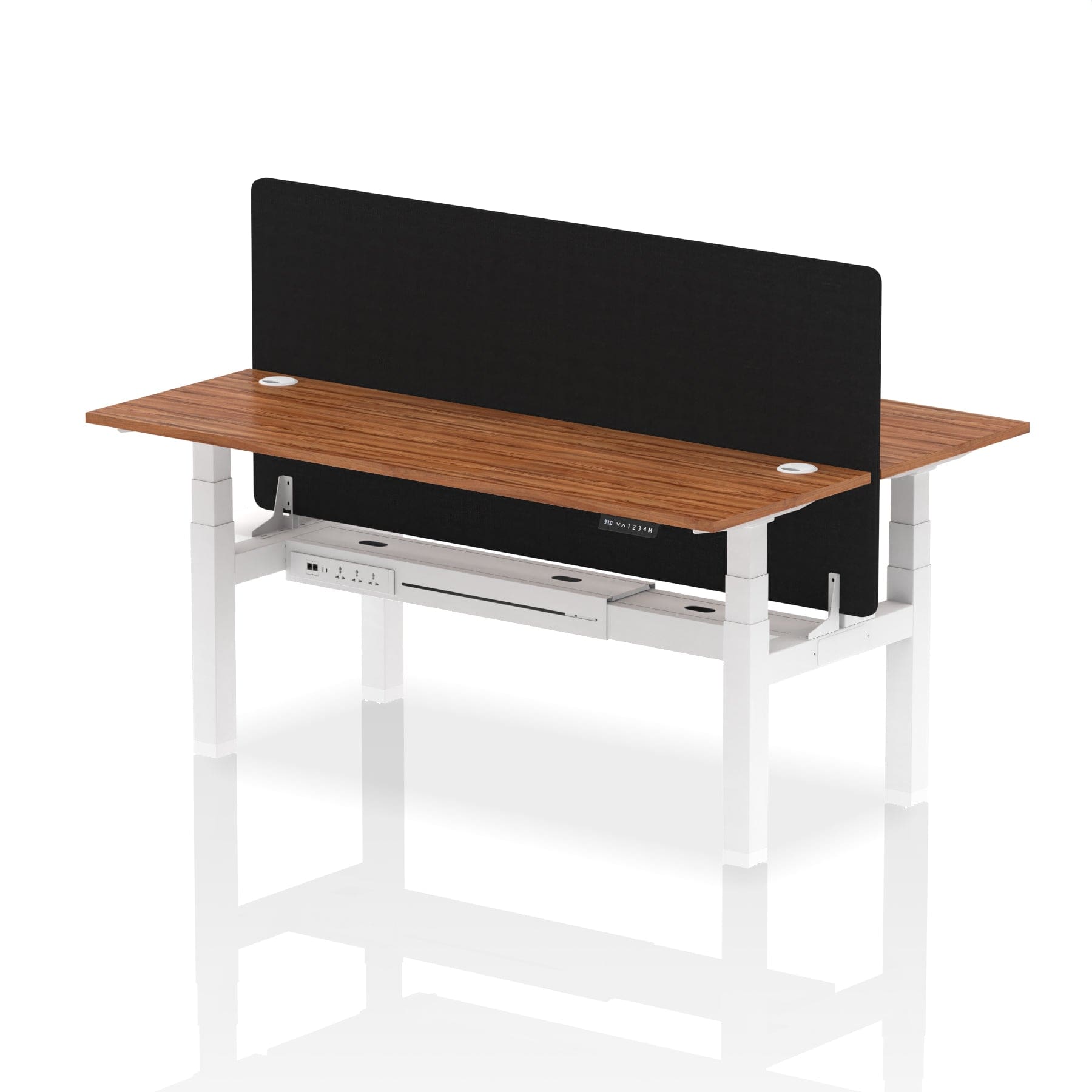 Air Back-to-Back Slimline Height Adjustable Bench Desk - 2 Person with Black Straight Screen - Image 69