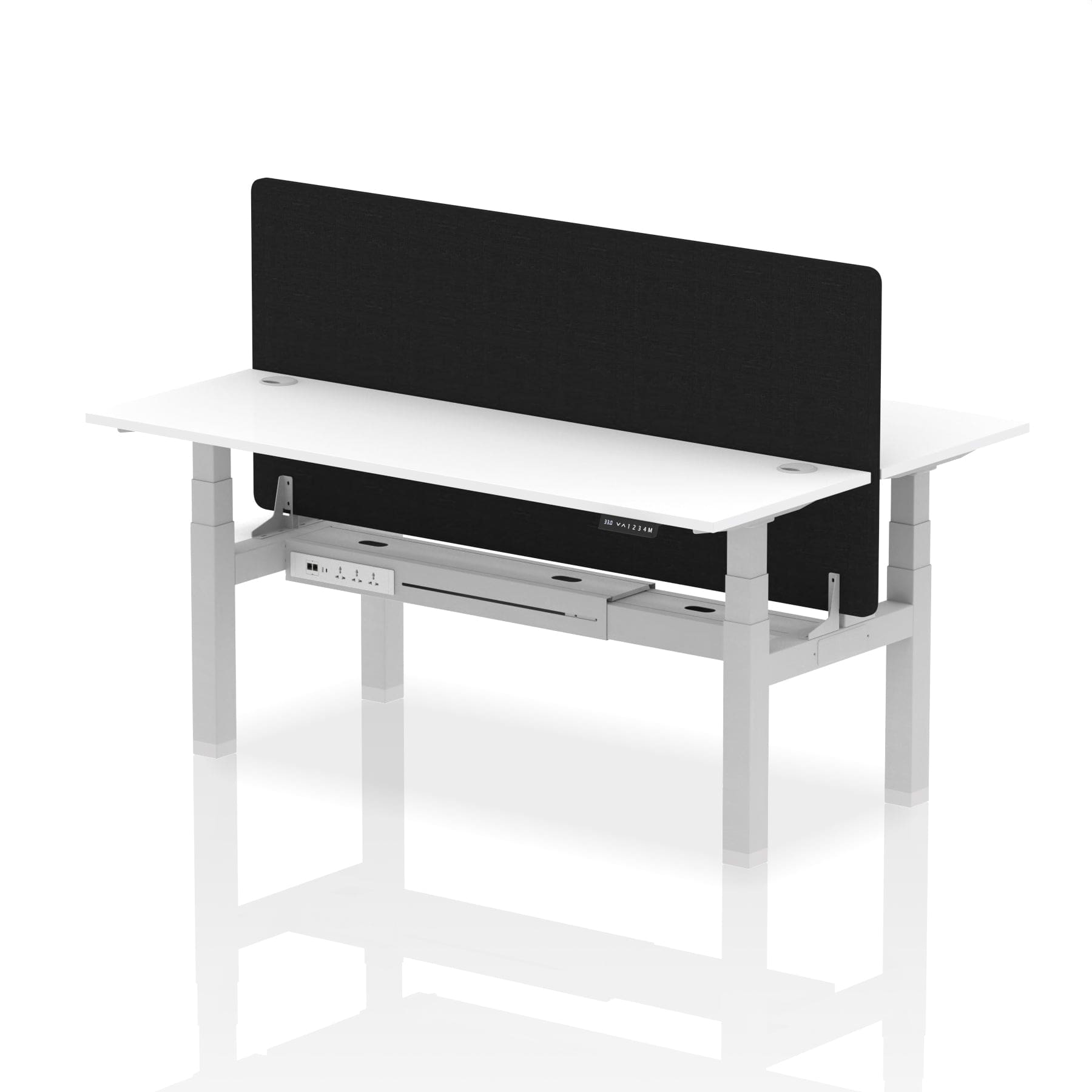 Air Back-to-Back Slimline Height Adjustable Bench Desk - 2 Person with Black Straight Screen - Image 71
