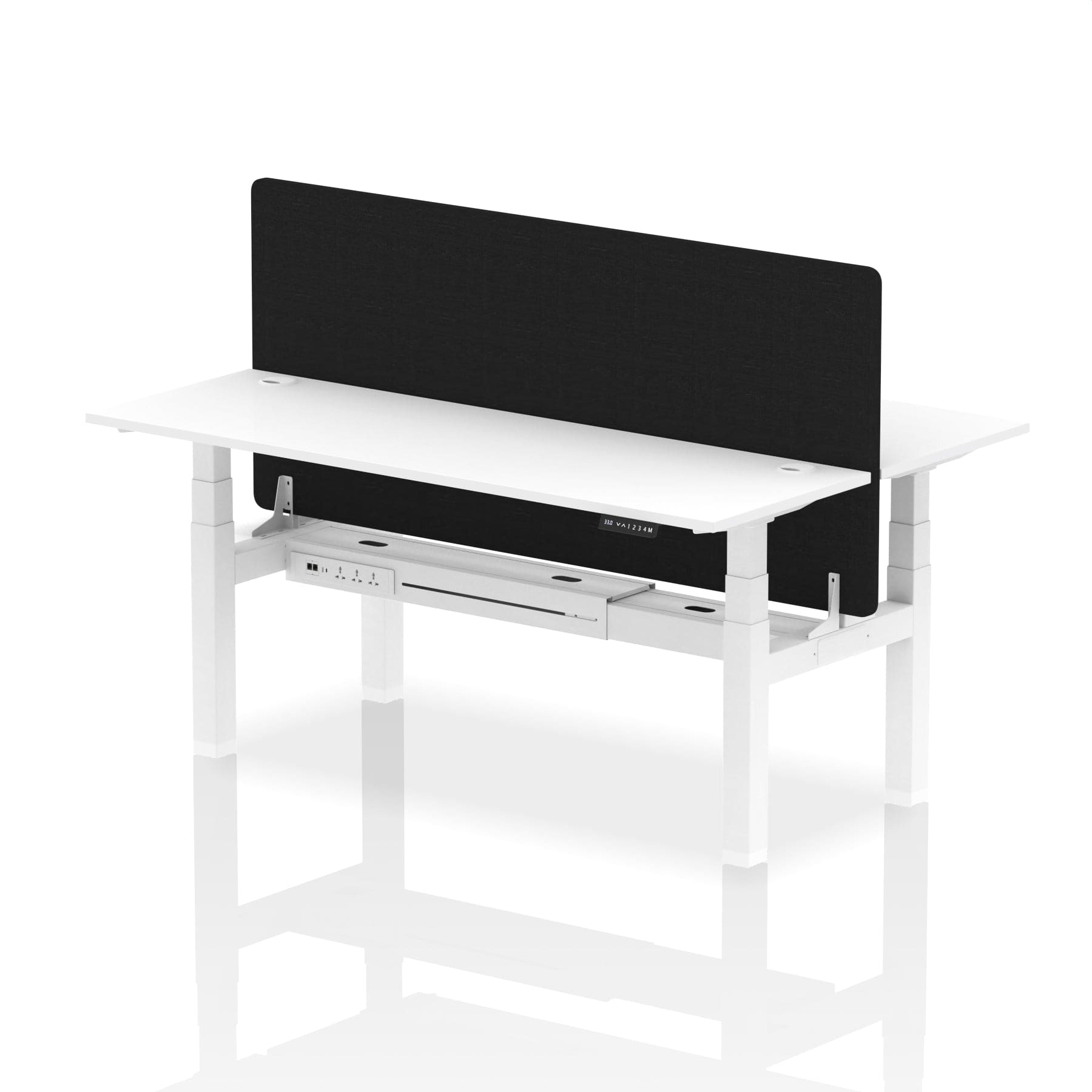 Air Back-to-Back Slimline Height Adjustable Bench Desk - 2 Person with Black Straight Screen - Image 72