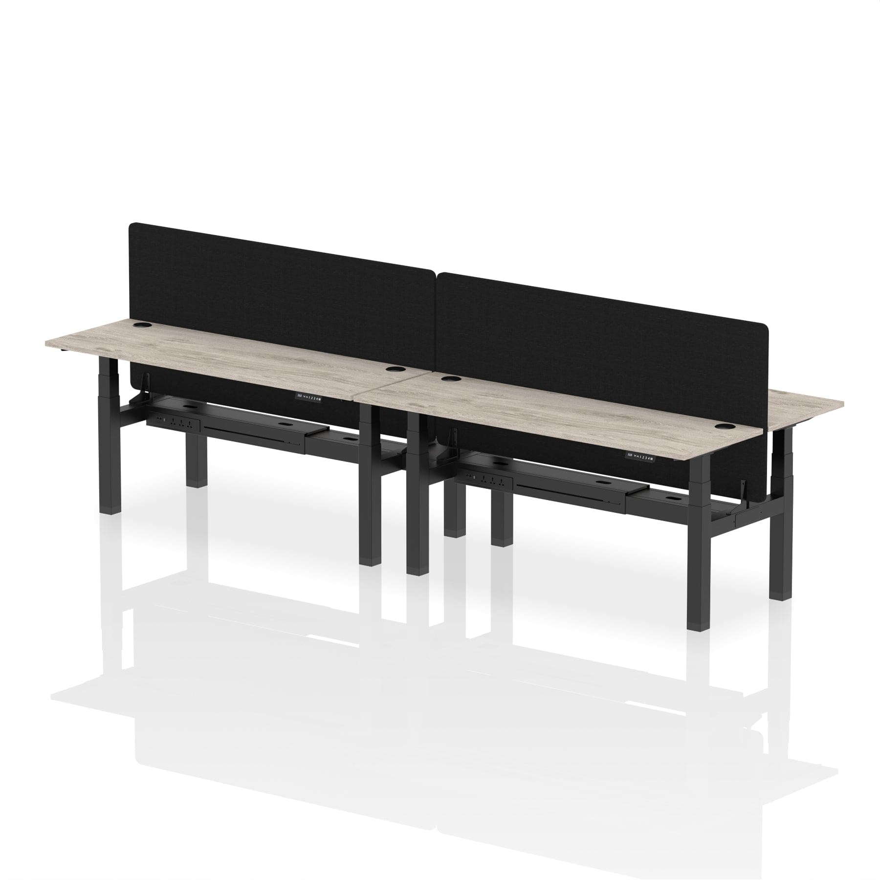 Air Back-to-Back Slimline Height Adjustable Bench Desk - 4 Person with Black Straight Screen - Image 58