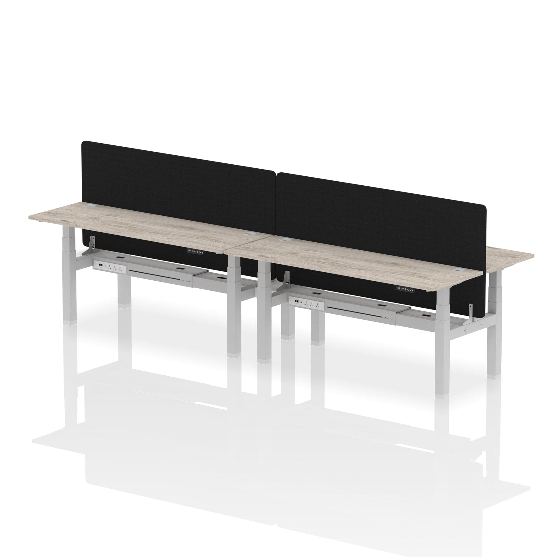Air Back-to-Back Slimline Height Adjustable Bench Desk - 4 Person with Black Straight Screen - Image 59