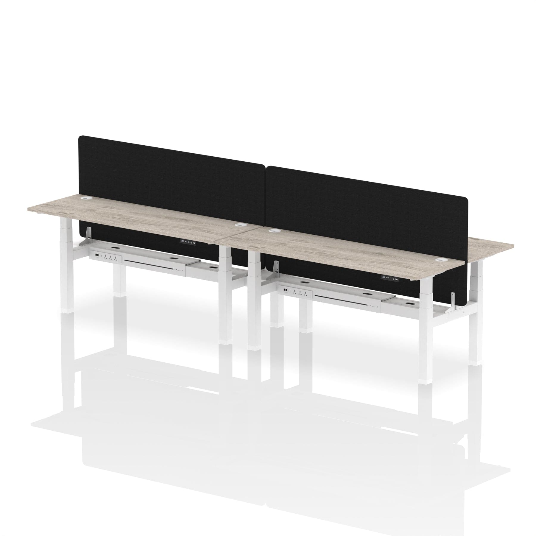 Air Back-to-Back Slimline Height Adjustable Bench Desk - 4 Person with Black Straight Screen - Image 60