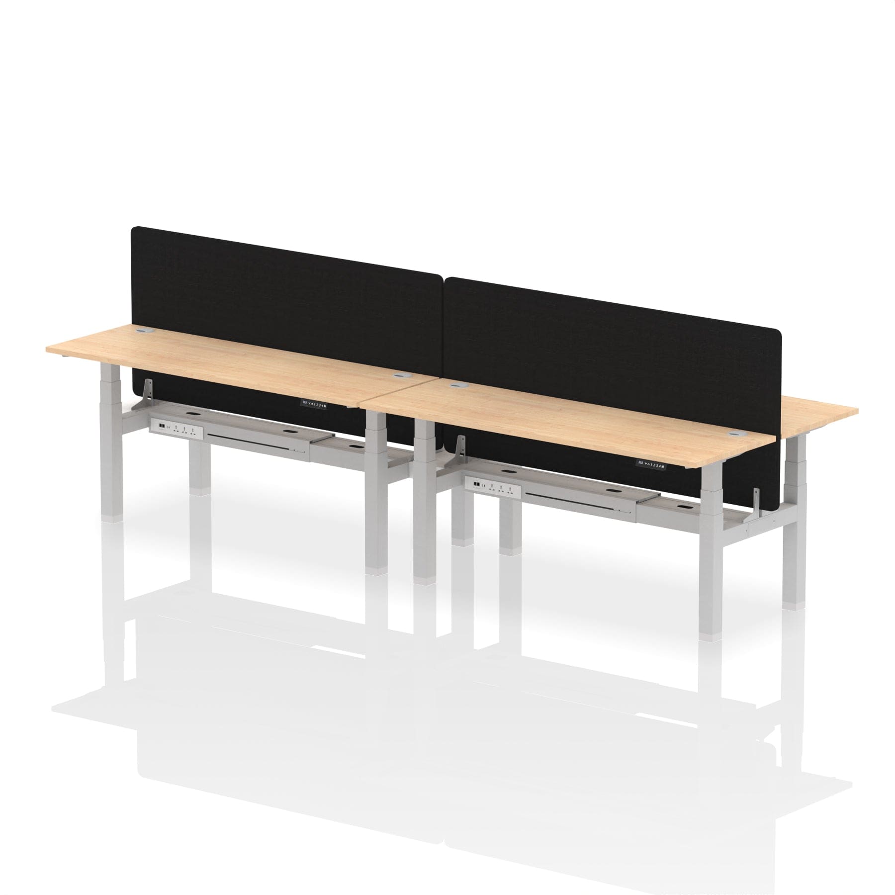 Air Back-to-Back Slimline Height Adjustable Bench Desk - 4 Person with Black Straight Screen - Image 62