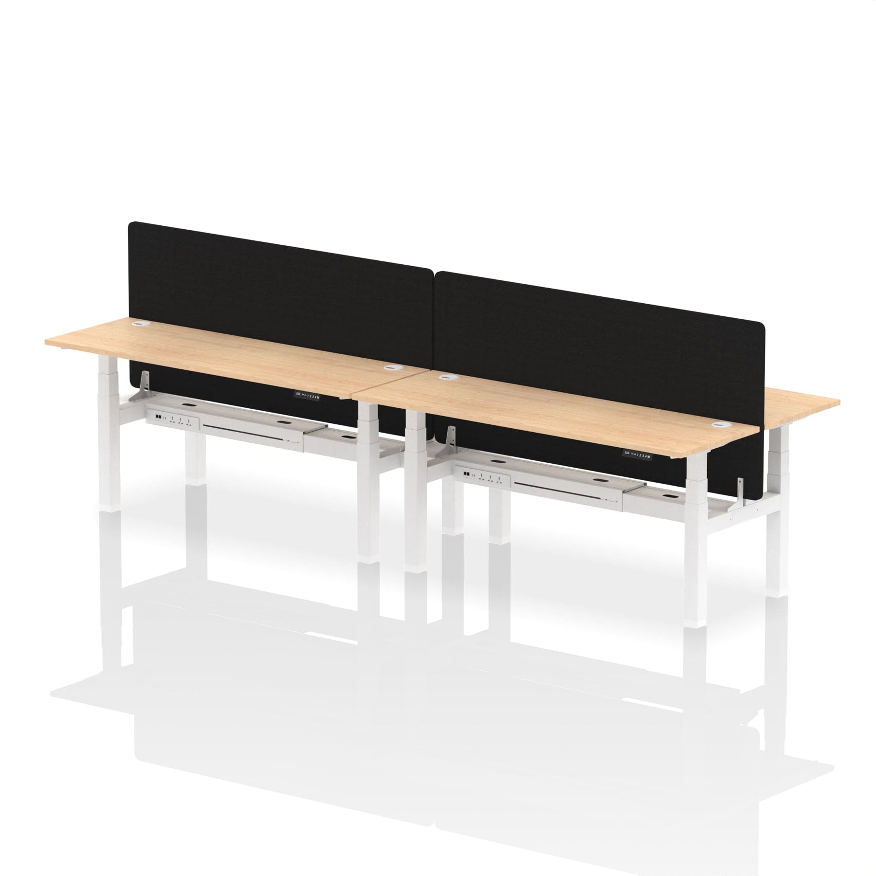 Air Back-to-Back Slimline Height Adjustable Bench Desk - 4 Person with Black Straight Screen - Image 63