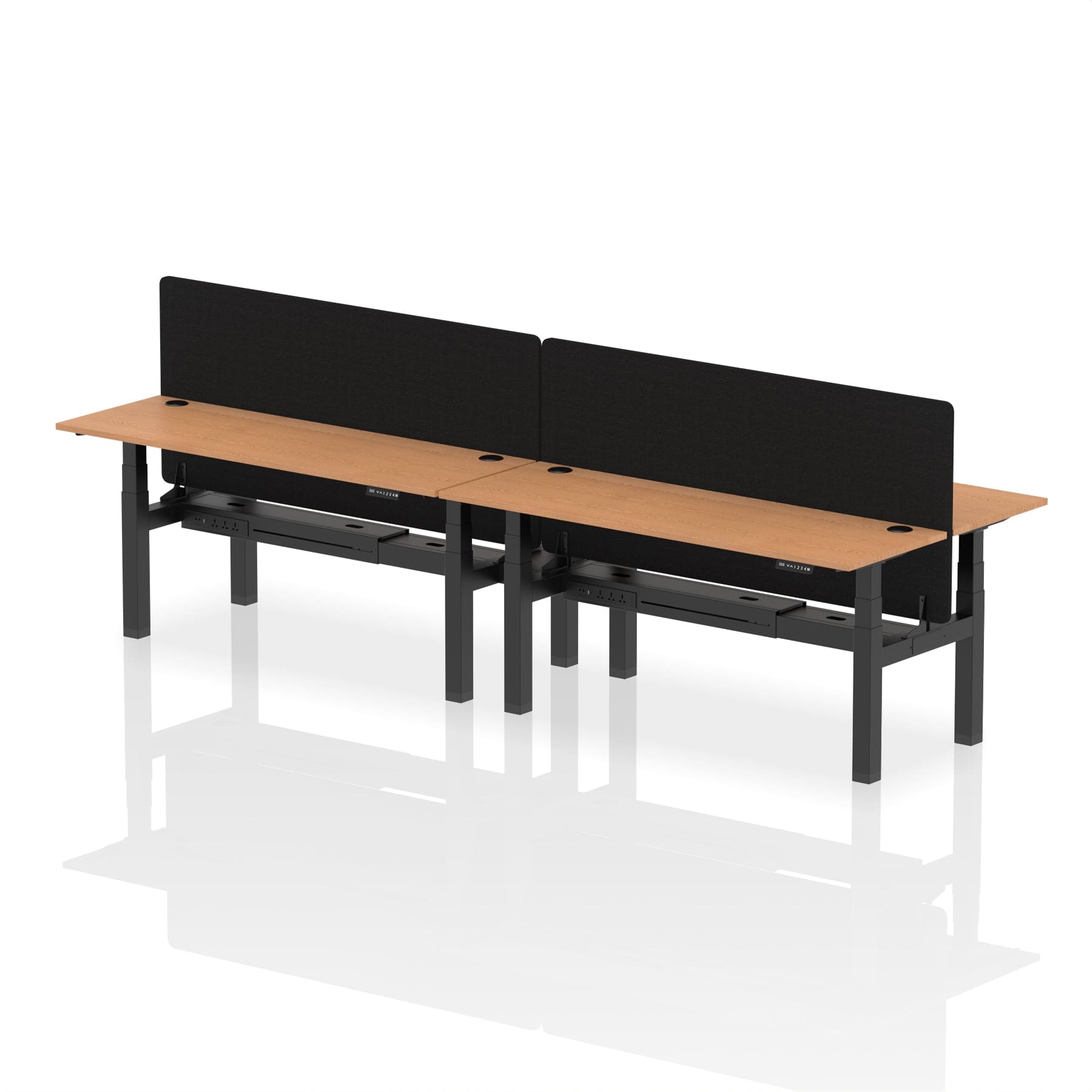Air Back-to-Back Slimline Height Adjustable Bench Desk - 4 Person with Black Straight Screen - Image 64