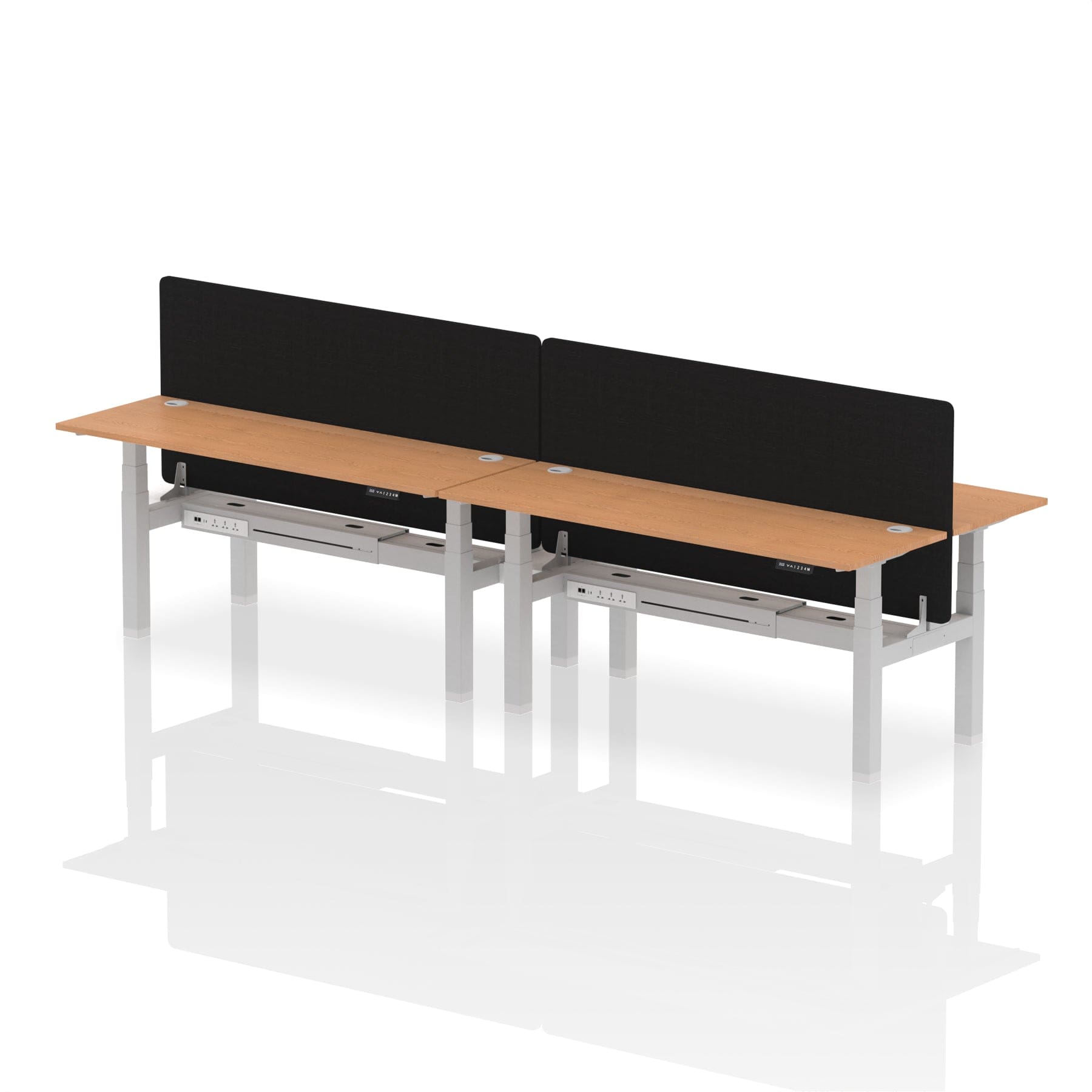Air Back-to-Back Slimline Height Adjustable Bench Desk - 4 Person with Black Straight Screen - Image 65