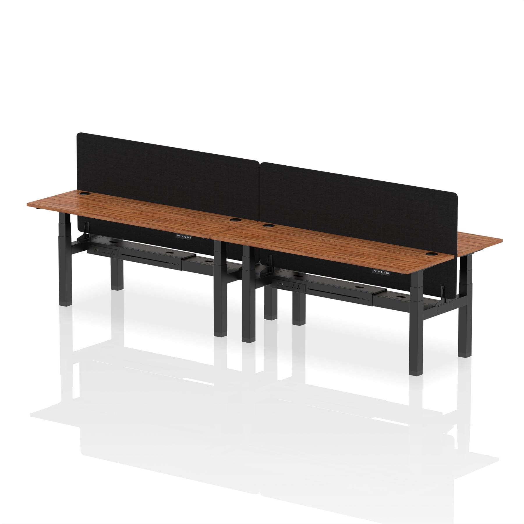 Air Back-to-Back Slimline Height Adjustable Bench Desk - 4 Person with Black Straight Screen - Image 67