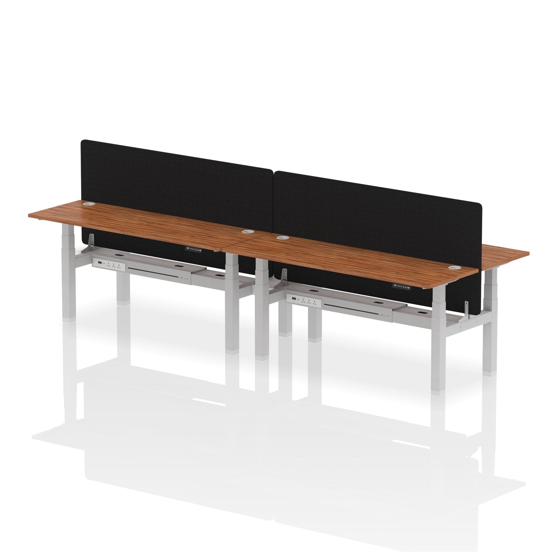 Air Back-to-Back Slimline Height Adjustable Bench Desk - 4 Person with Black Straight Screen - Image 68