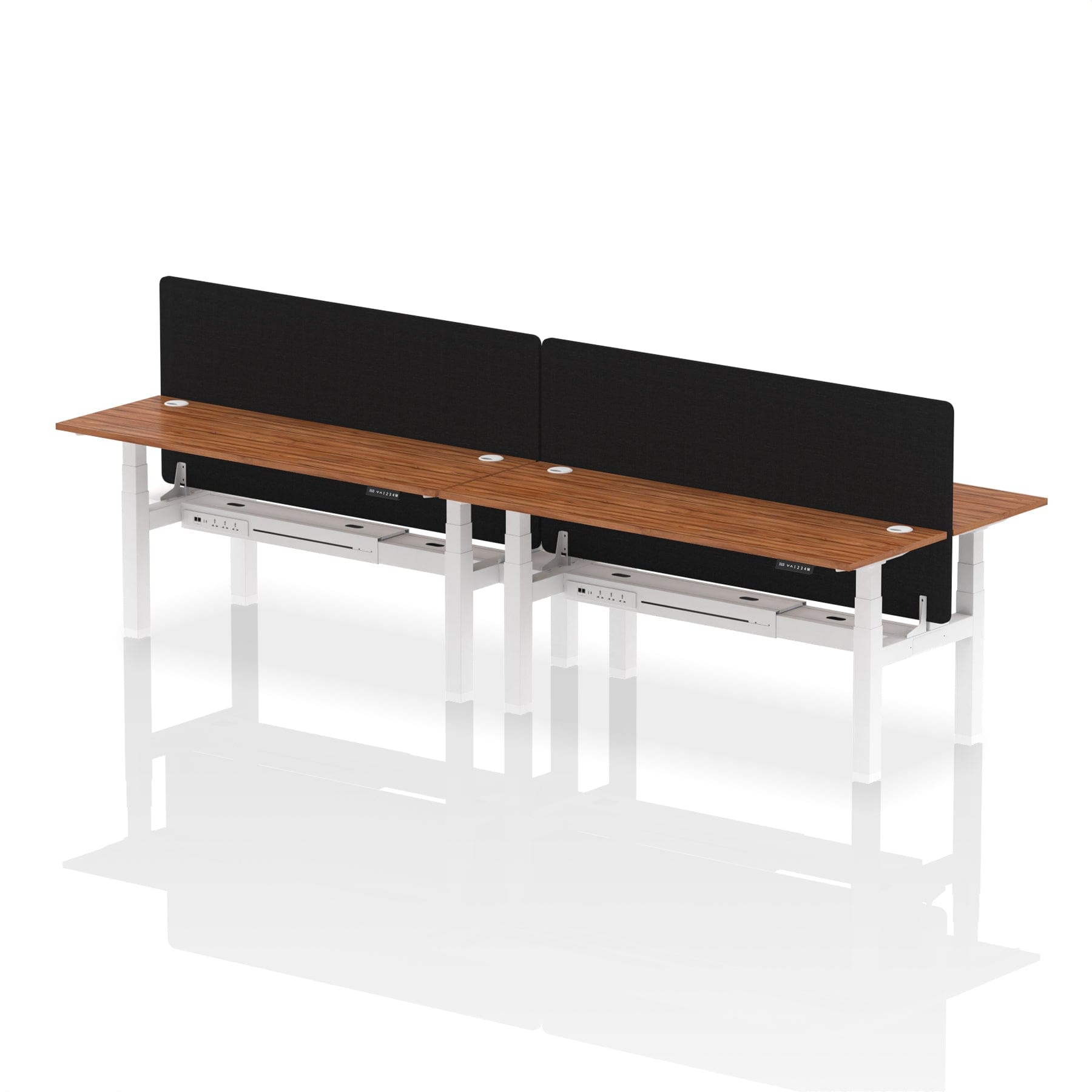 Air Back-to-Back Slimline Height Adjustable Bench Desk - 4 Person with Black Straight Screen - Image 69