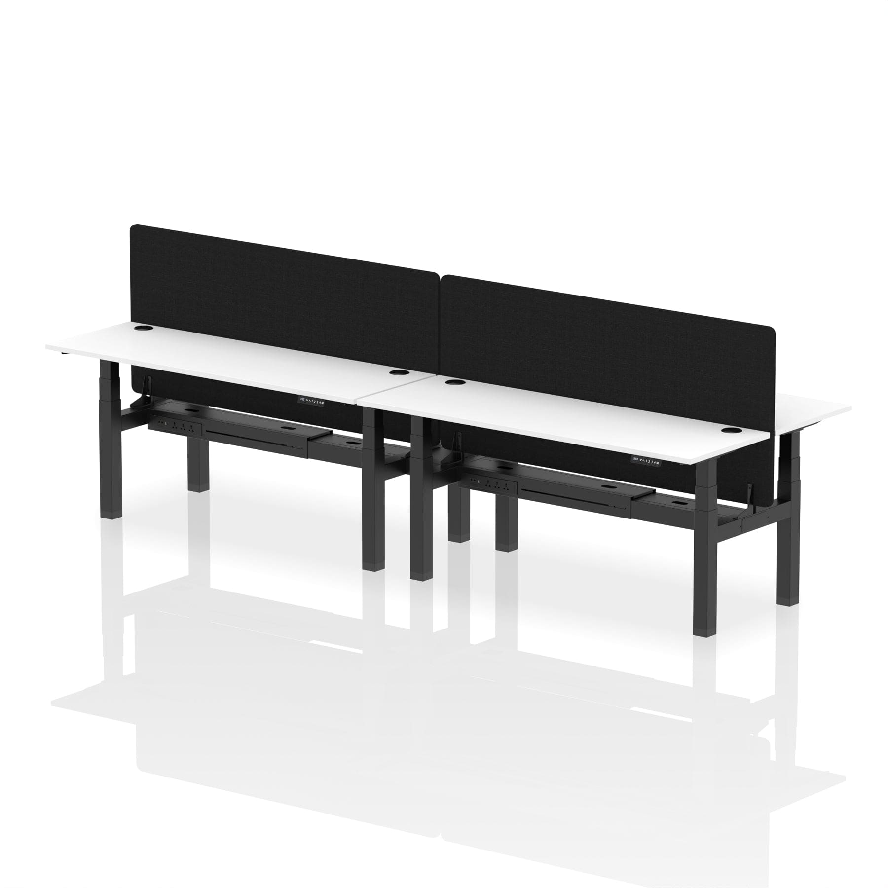 Air Back-to-Back Slimline Height Adjustable Bench Desk - 4 Person with Black Straight Screen - Image 70