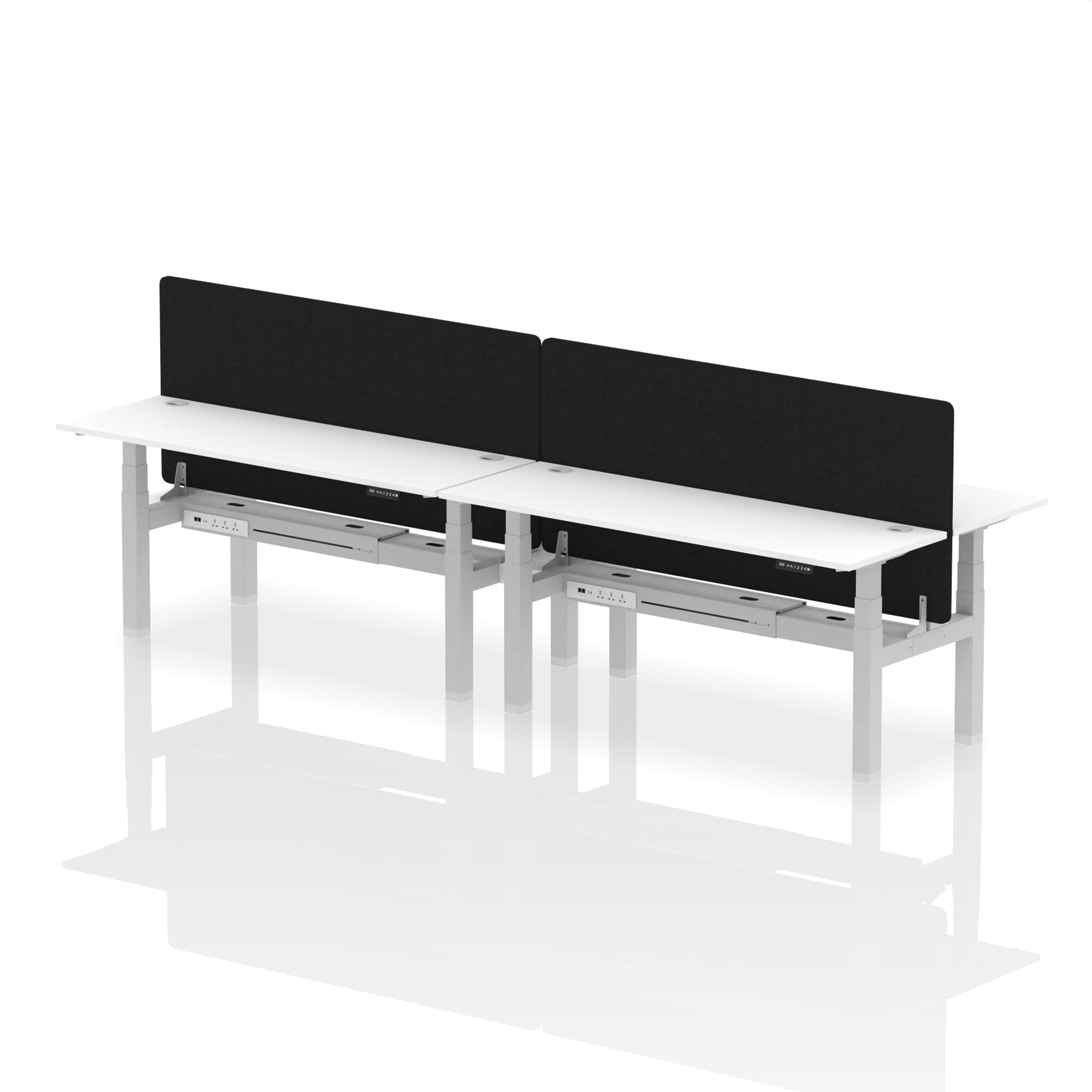 Air Back-to-Back Slimline Height Adjustable Bench Desk - 4 Person with Black Straight Screen - Image 71