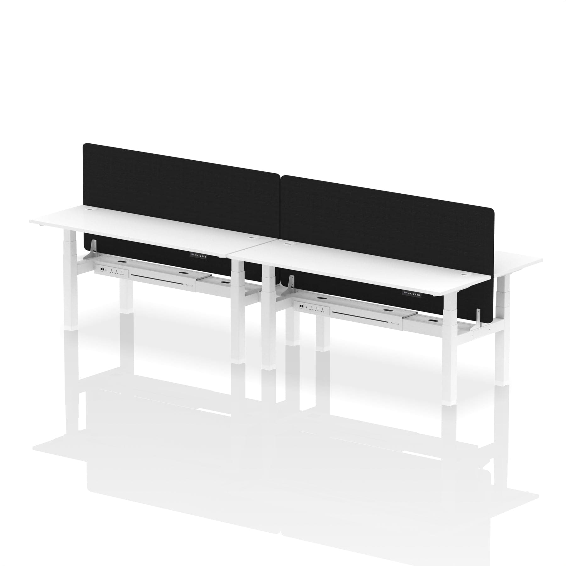 Air Back-to-Back Slimline Height Adjustable Bench Desk - 4 Person with Black Straight Screen - Image 72