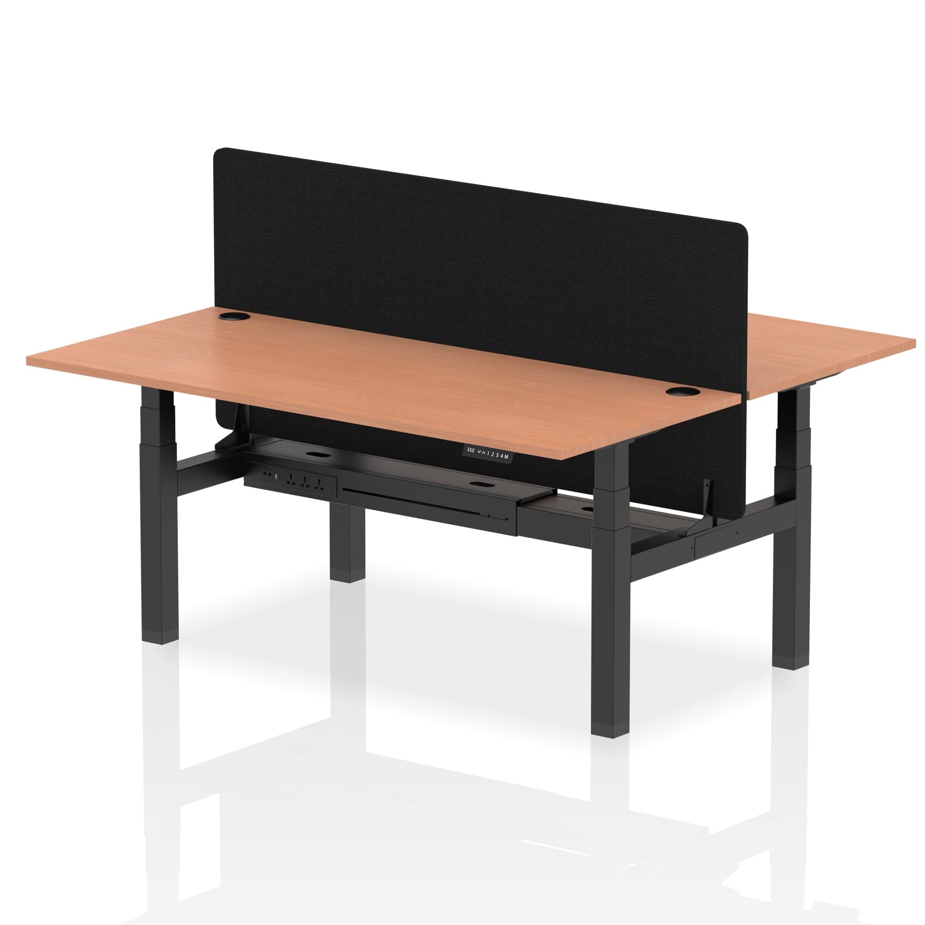 Air Back-to-Back Height Adjustable Bench Desk - 2 Person with Black Straight Screen - Image 55