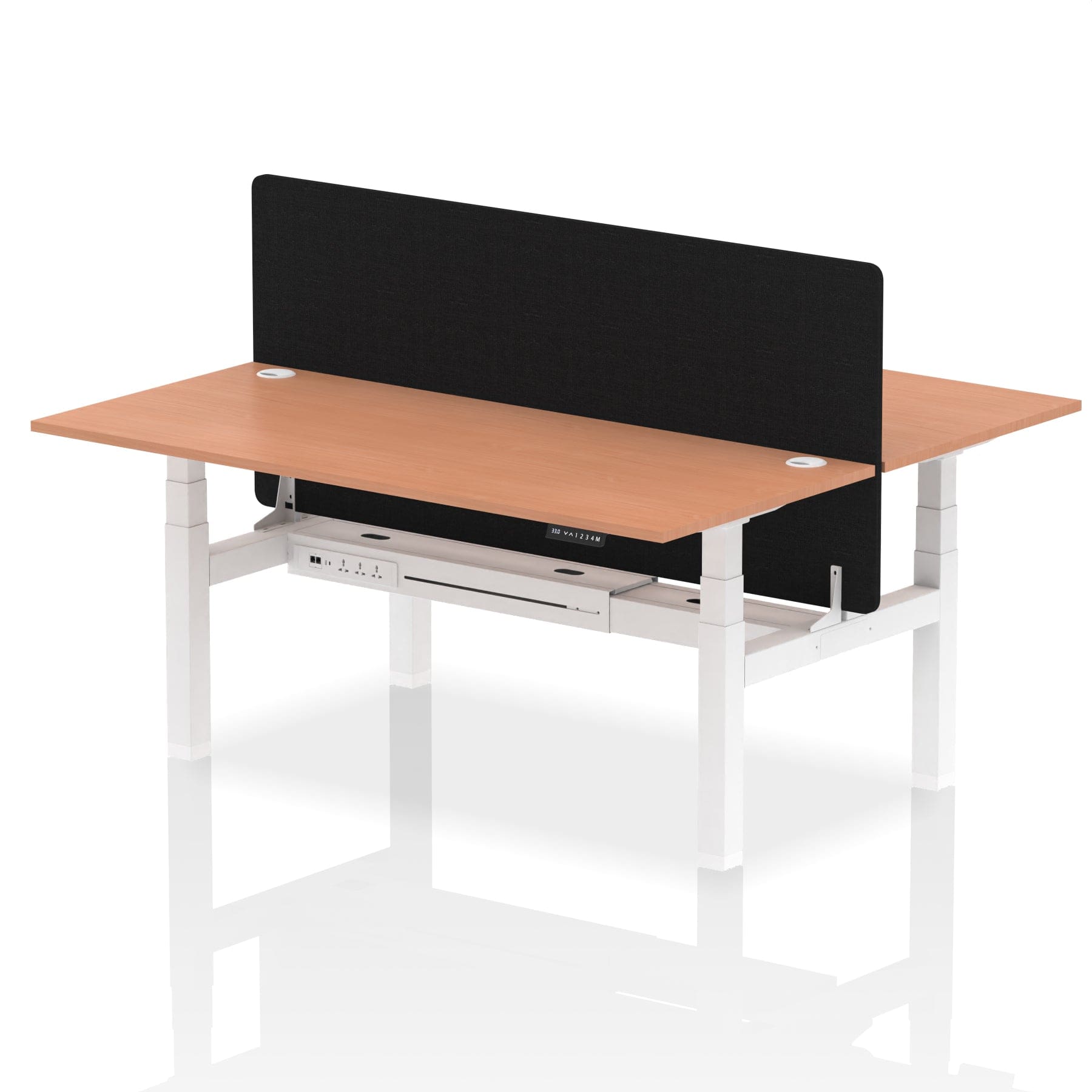 Air Back-to-Back Height Adjustable Bench Desk - 2 Person with Black Straight Screen - Image 57
