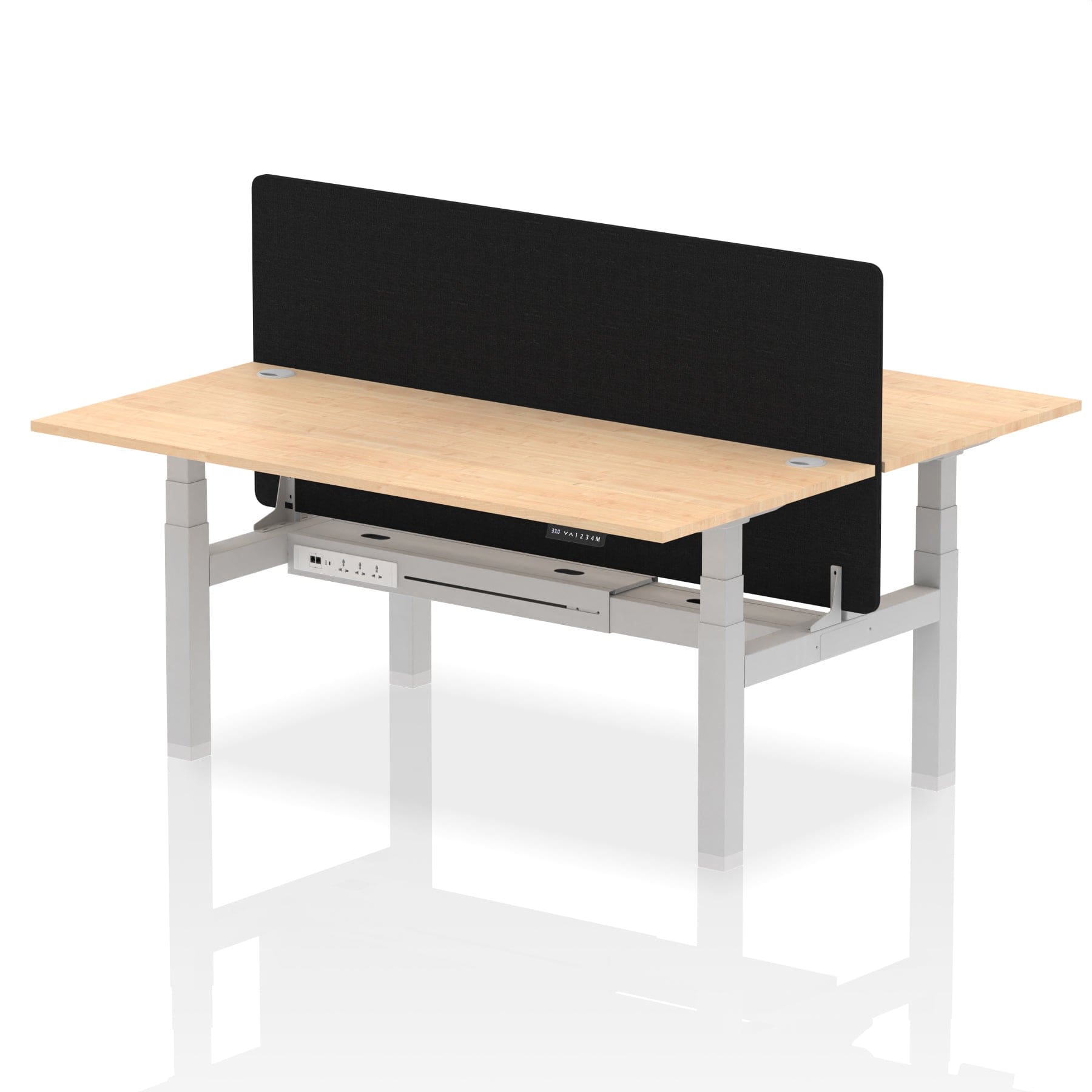 Air Back-to-Back Height Adjustable Bench Desk - 2 Person with Black Straight Screen - Image 62