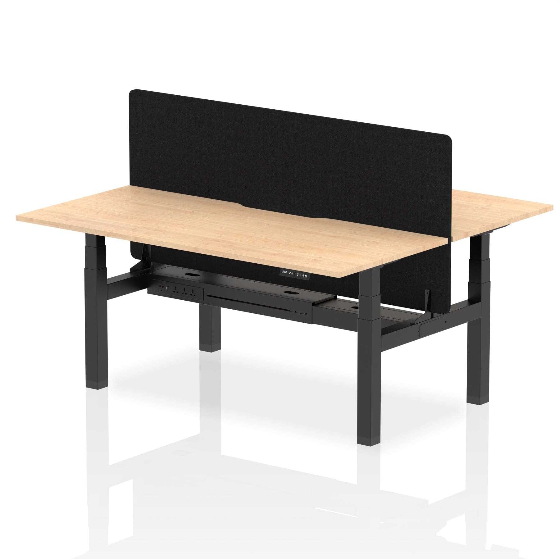 Air Back-to-Back Scalloped Edge Height Adjustable Bench Desk - 2 Person with Black Straight Screen - Image 60