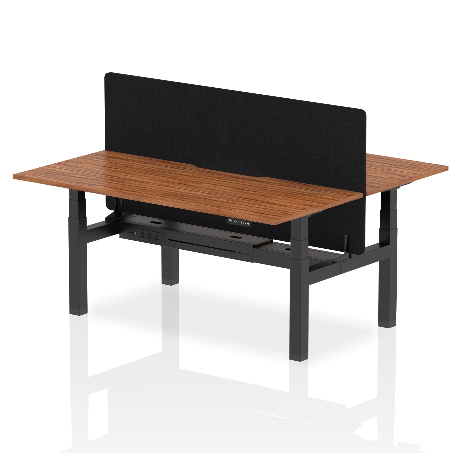 Air Back-to-Back Scalloped Edge Height Adjustable Bench Desk - 2 Person with Black Straight Screen - Image 66