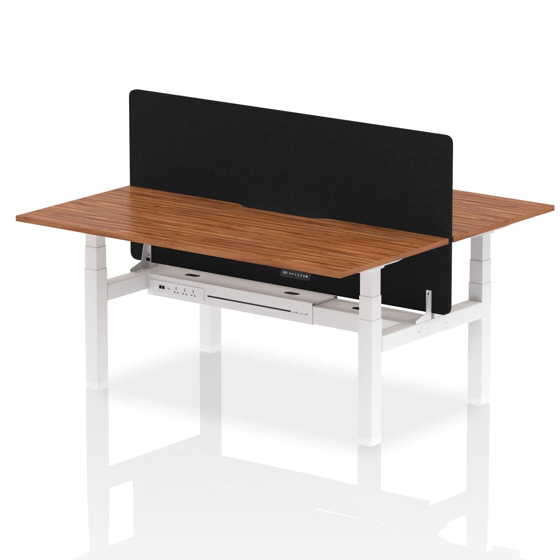 Air Back-to-Back Scalloped Edge Height Adjustable Bench Desk - 2 Person with Black Straight Screen - Image 68