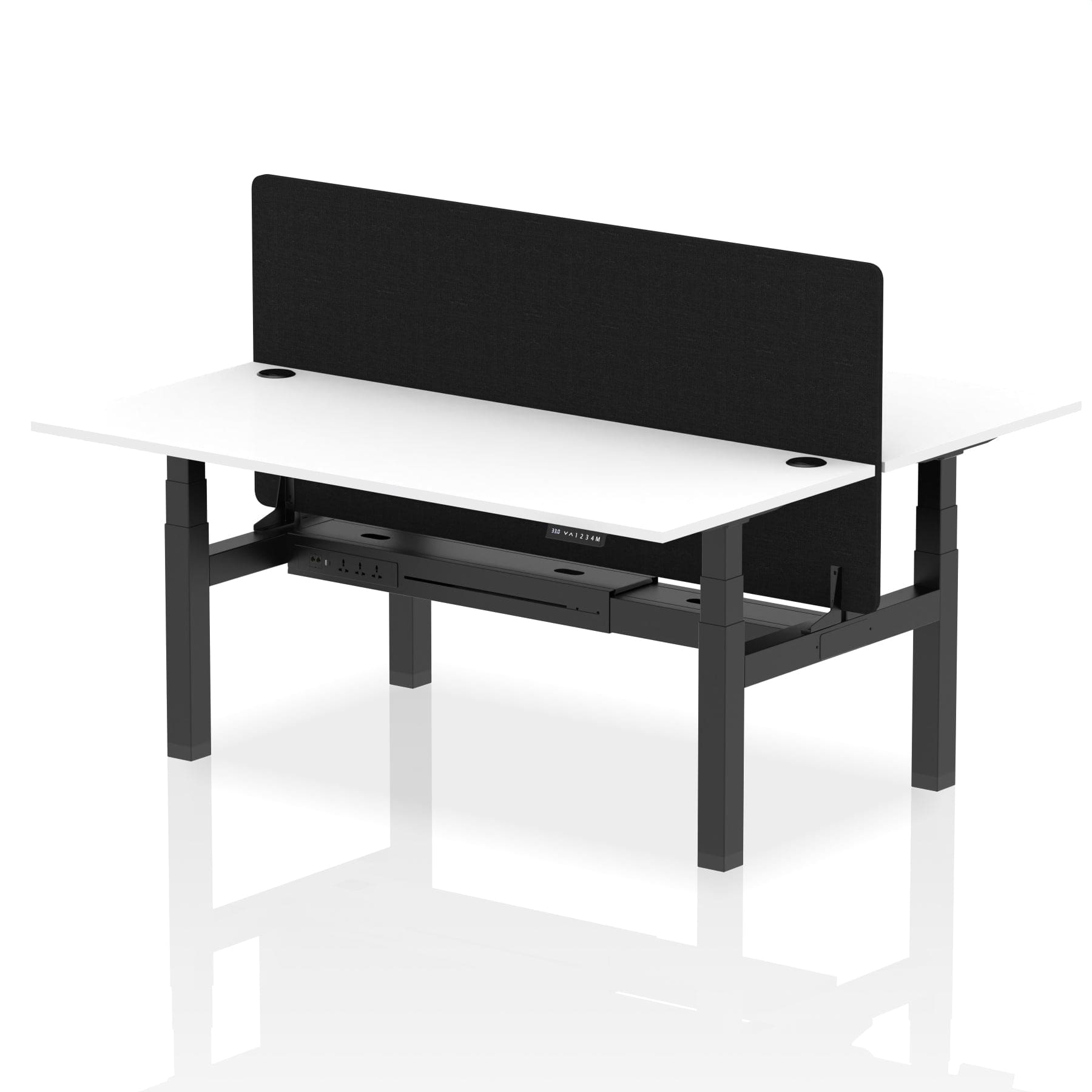Air Back-to-Back Height Adjustable Bench Desk - 2 Person with Black Straight Screen - Image 70