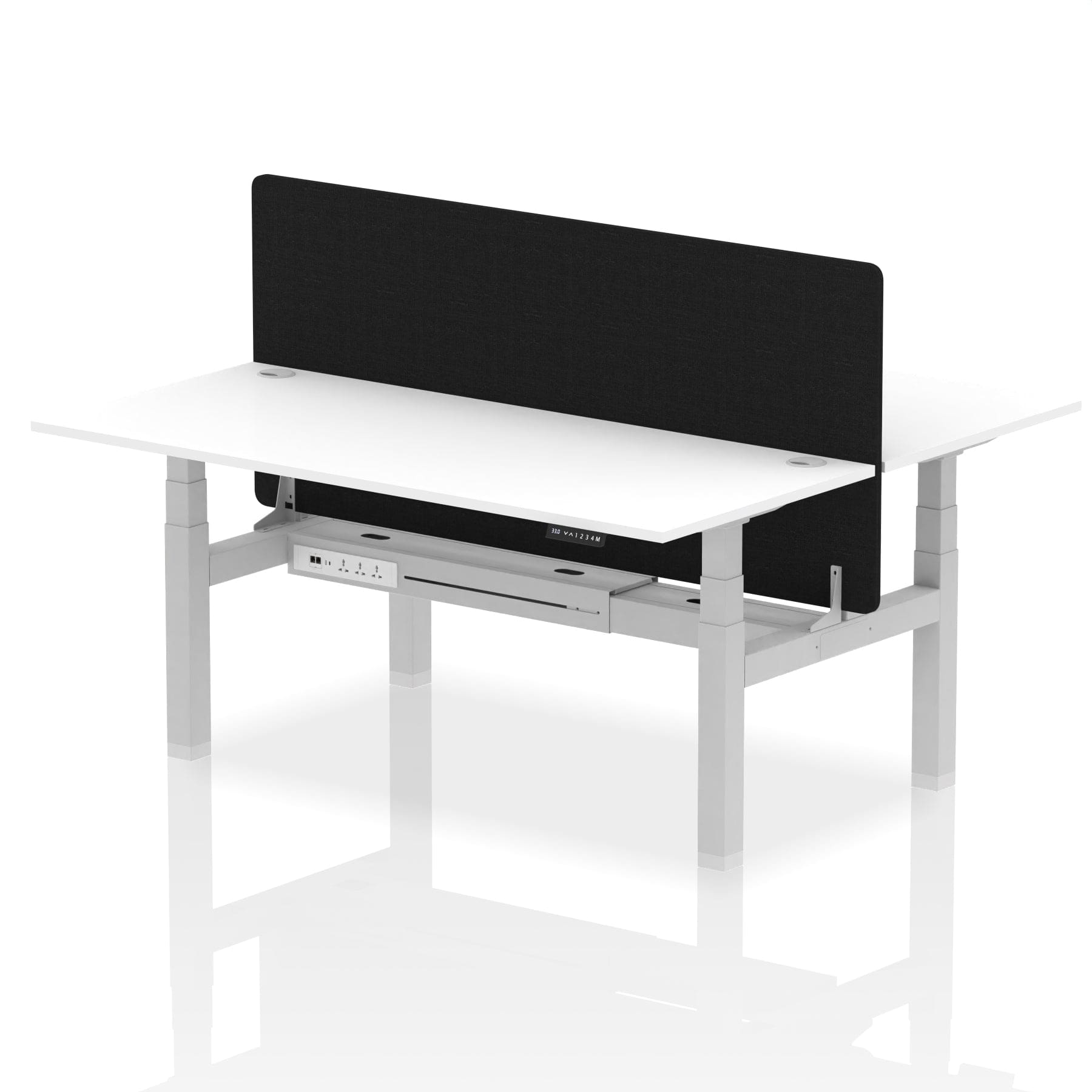 Air Back-to-Back Height Adjustable Bench Desk - 2 Person with Black Straight Screen - Image 71