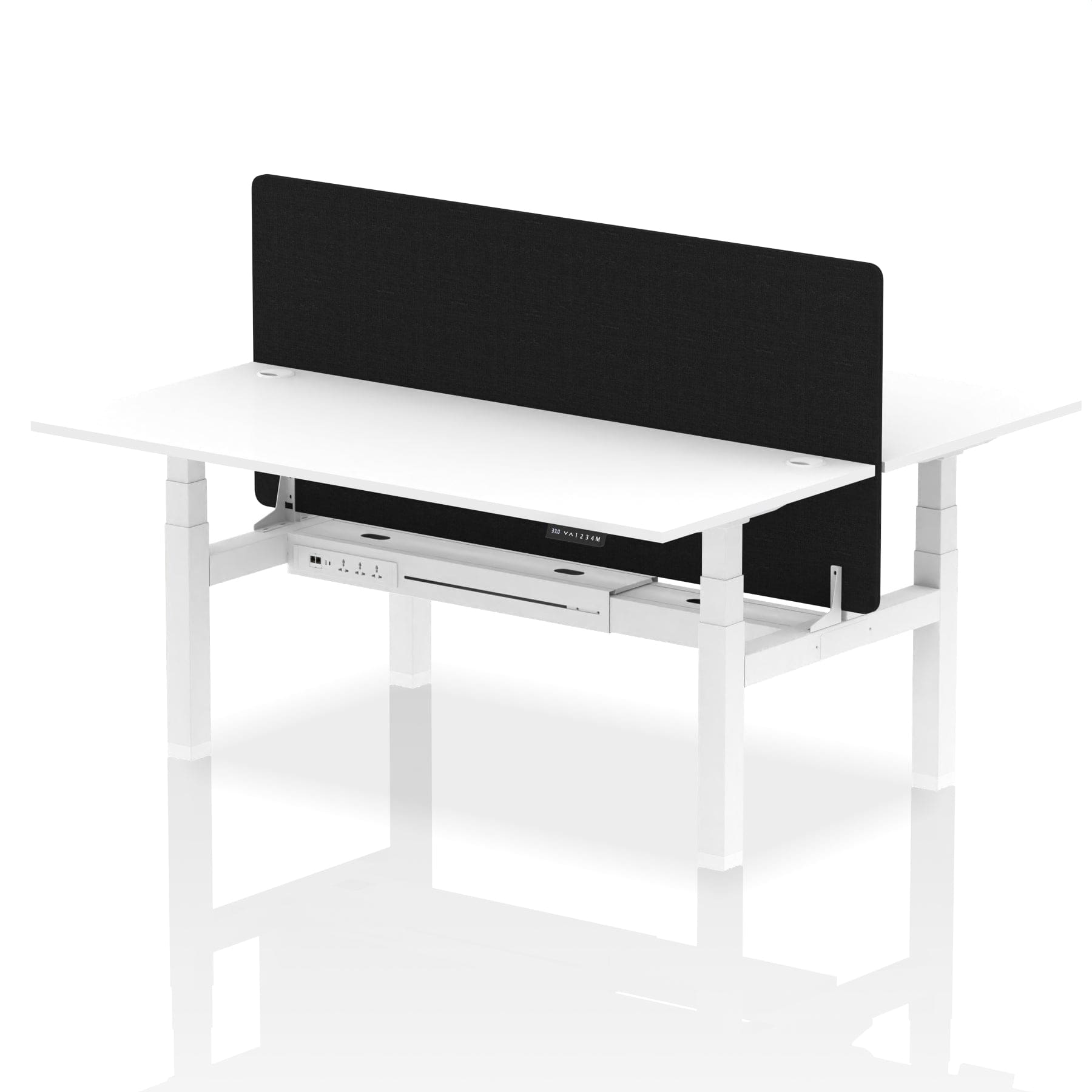 Air Back-to-Back Height Adjustable Bench Desk - 2 Person with Black Straight Screen - Image 72