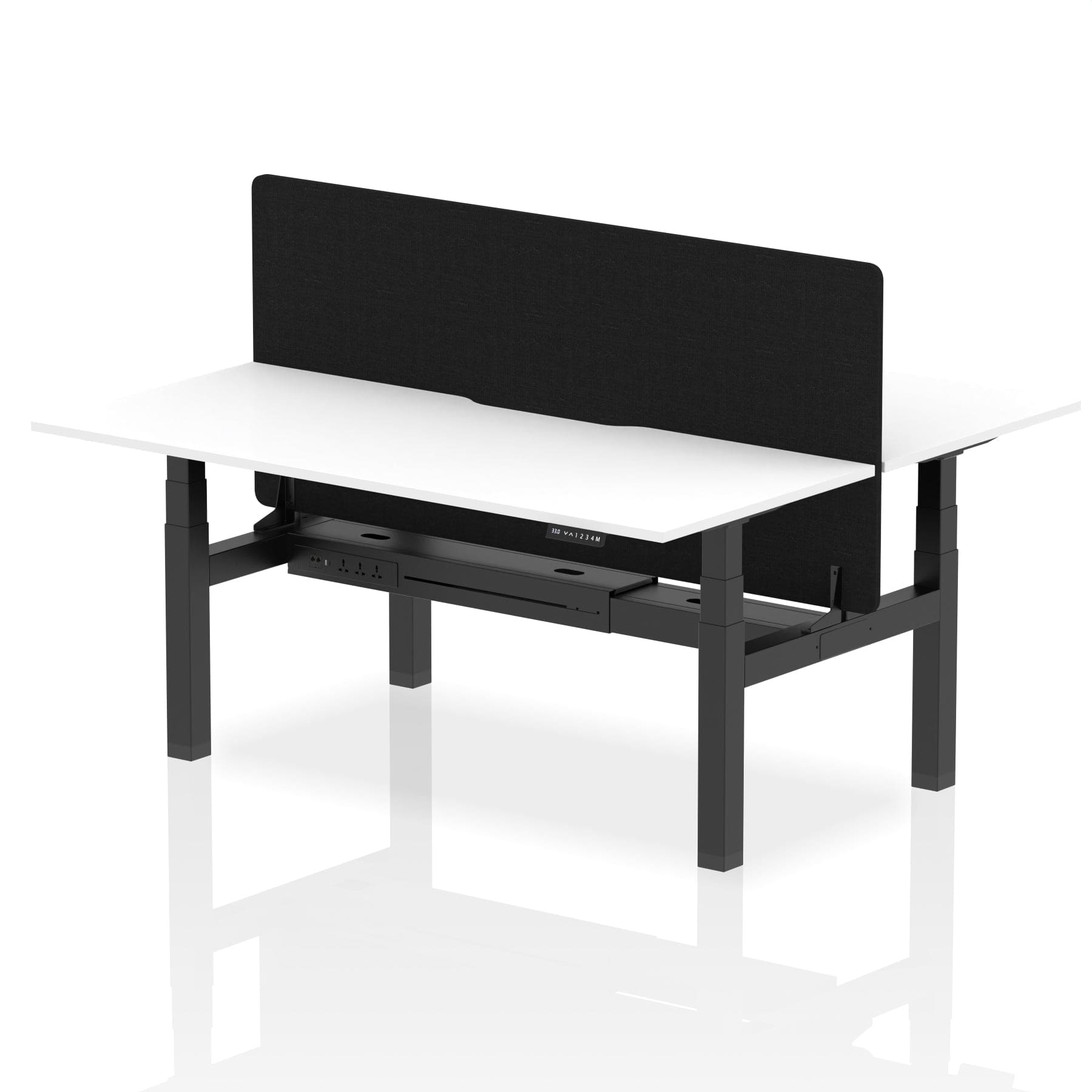Air Back-to-Back Scalloped Edge Height Adjustable Bench Desk - 2 Person with Black Straight Screen - Image 69