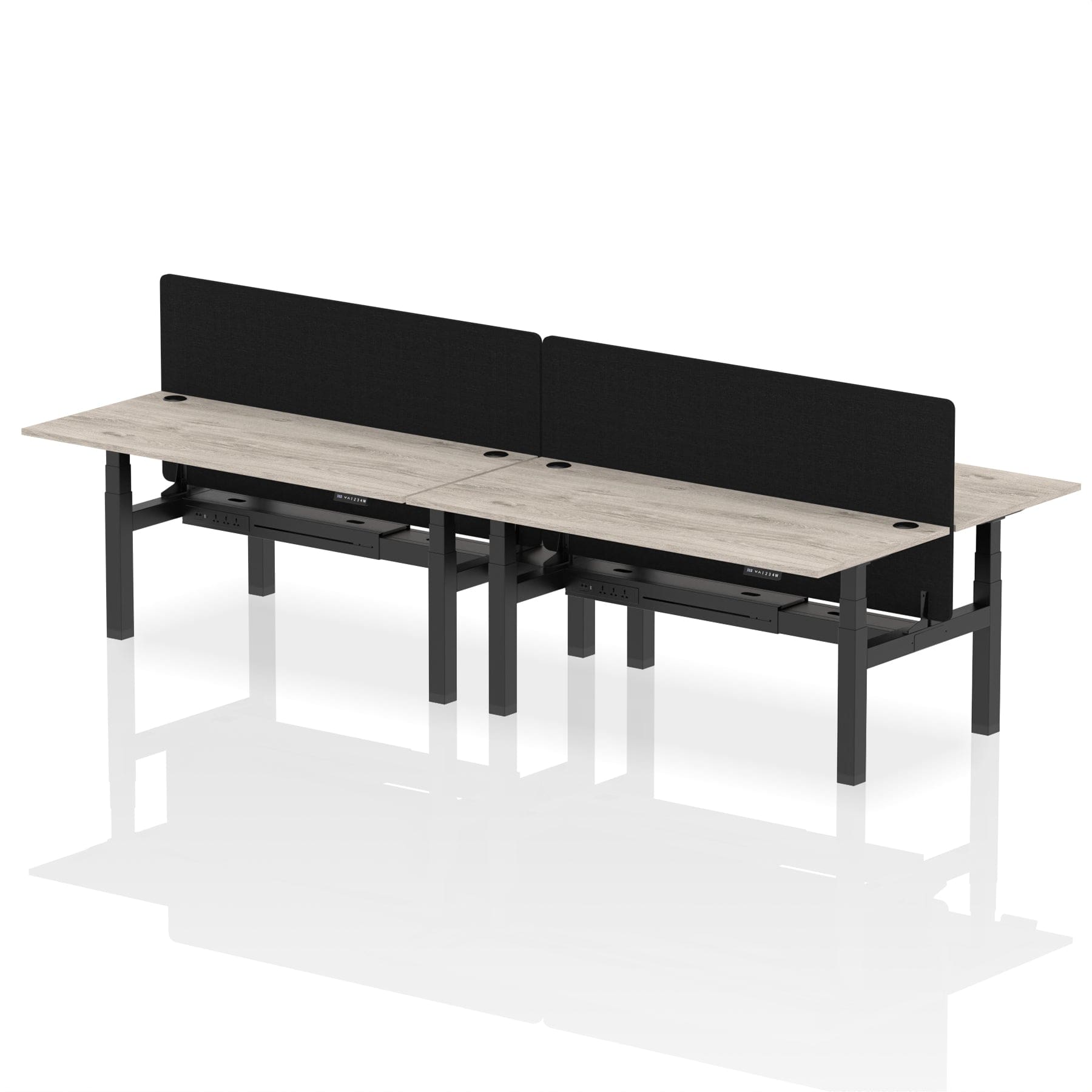 Air Back-to-Back Height Adjustable Bench Desk - 4 Person with Black Straight Screen - Image 58