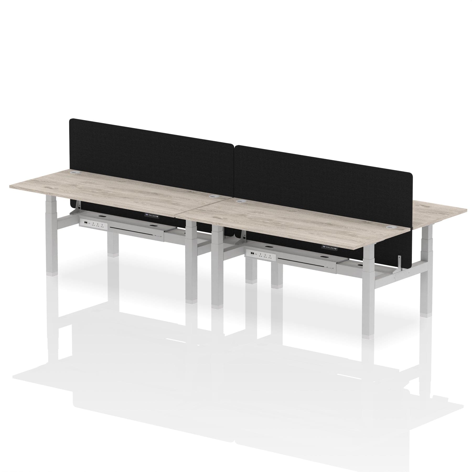 Air Back-to-Back Height Adjustable Bench Desk - 4 Person with Black Straight Screen - Image 59