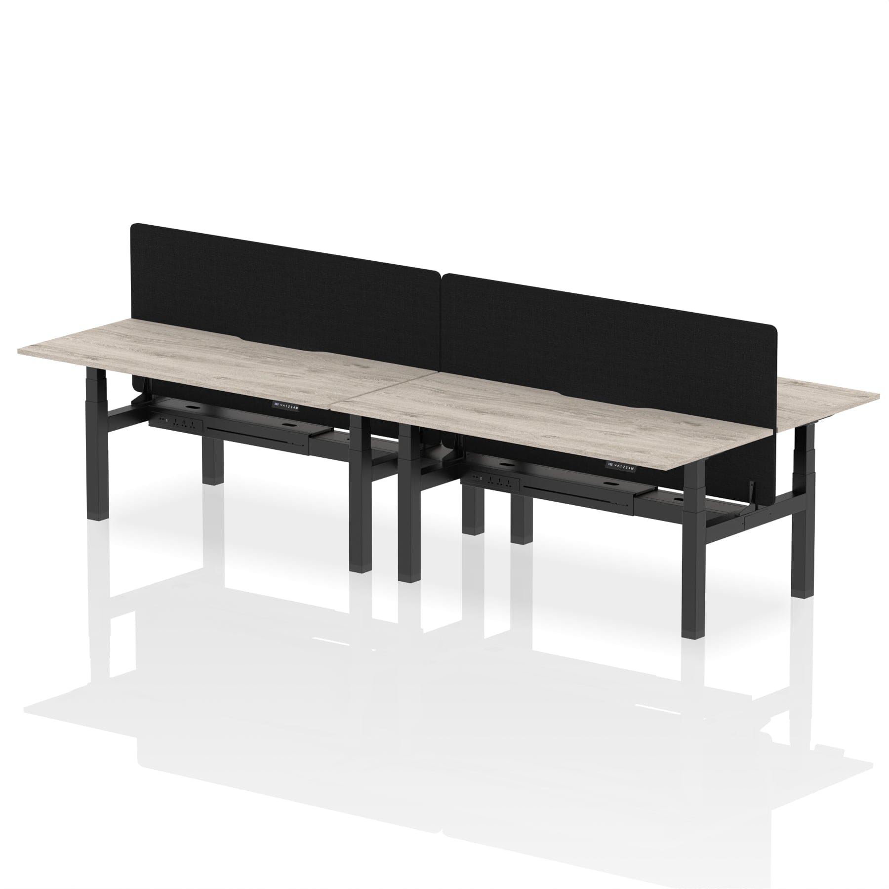 Air Back-to-Back Scalloped Edge Height Adjustable Bench Desk - 4 Person with Black Straight Screen - Image 58
