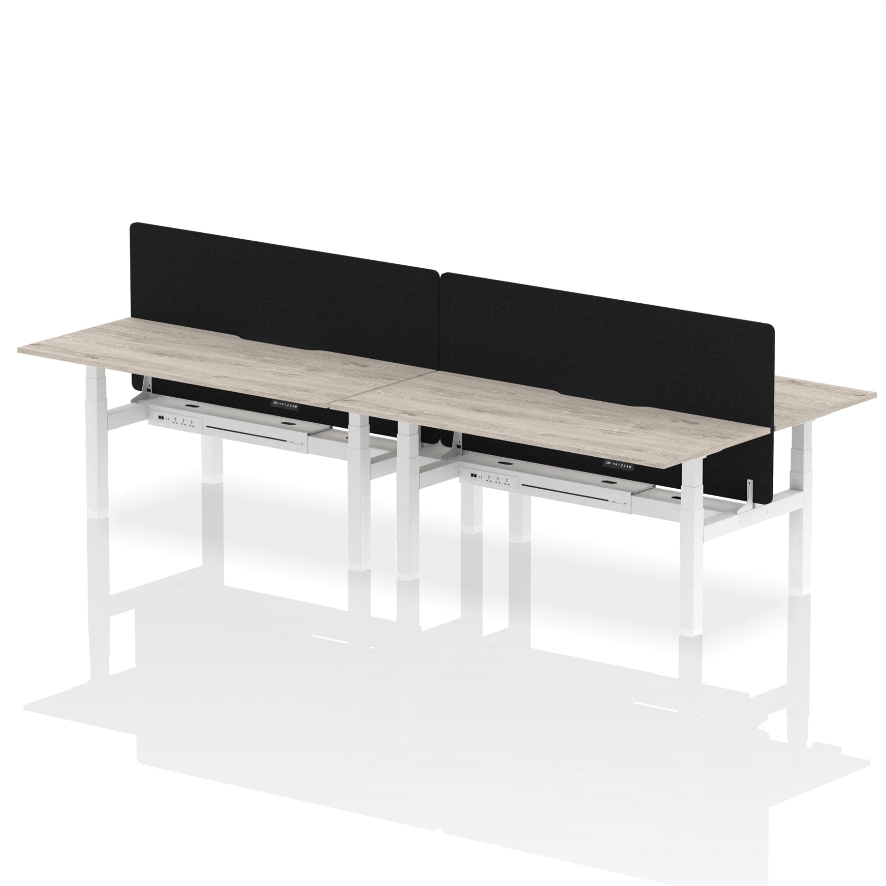 Air Back-to-Back Scalloped Edge Height Adjustable Bench Desk - 4 Person with Black Straight Screen - Image 60