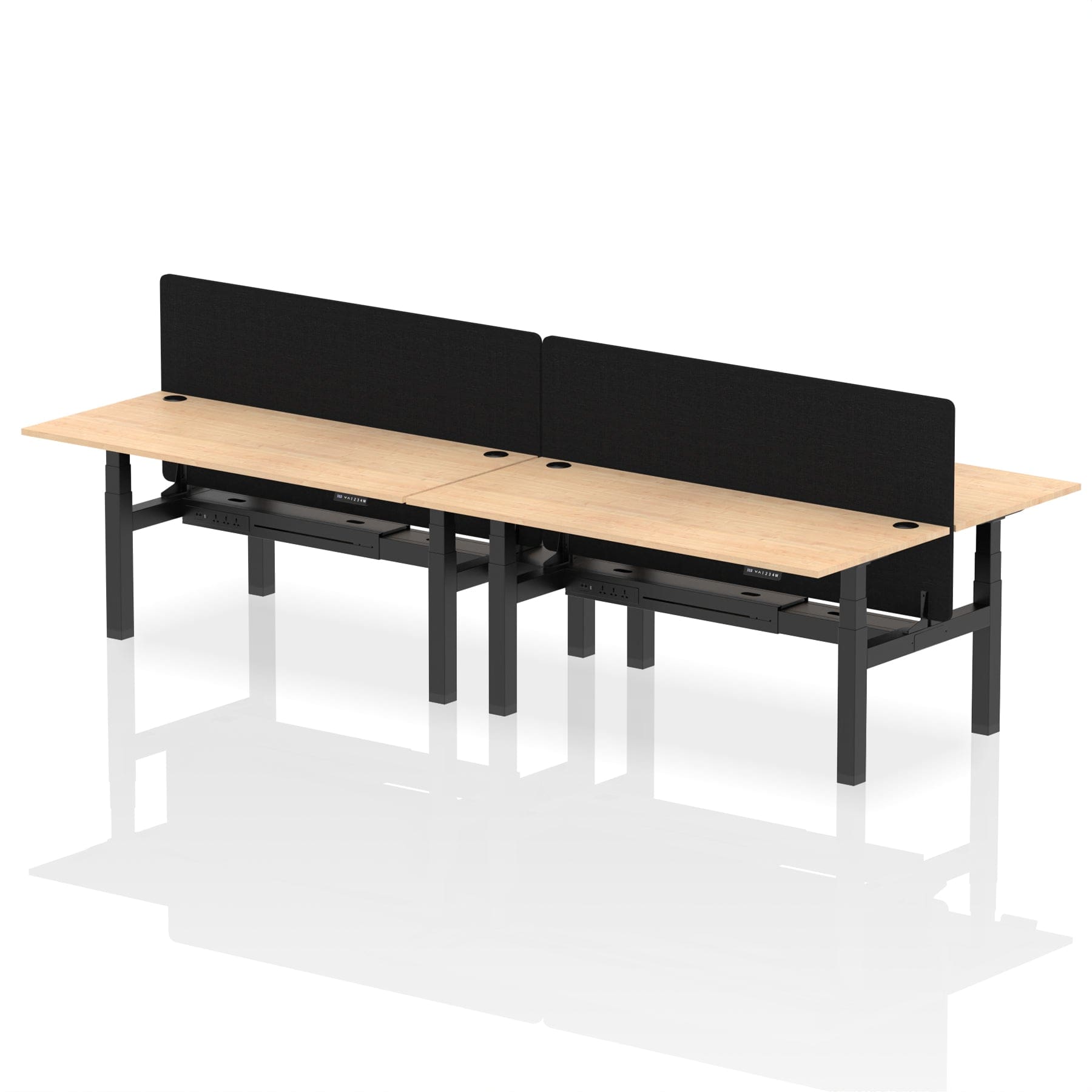 Air Back-to-Back Height Adjustable Bench Desk - 4 Person with Black Straight Screen - Image 61