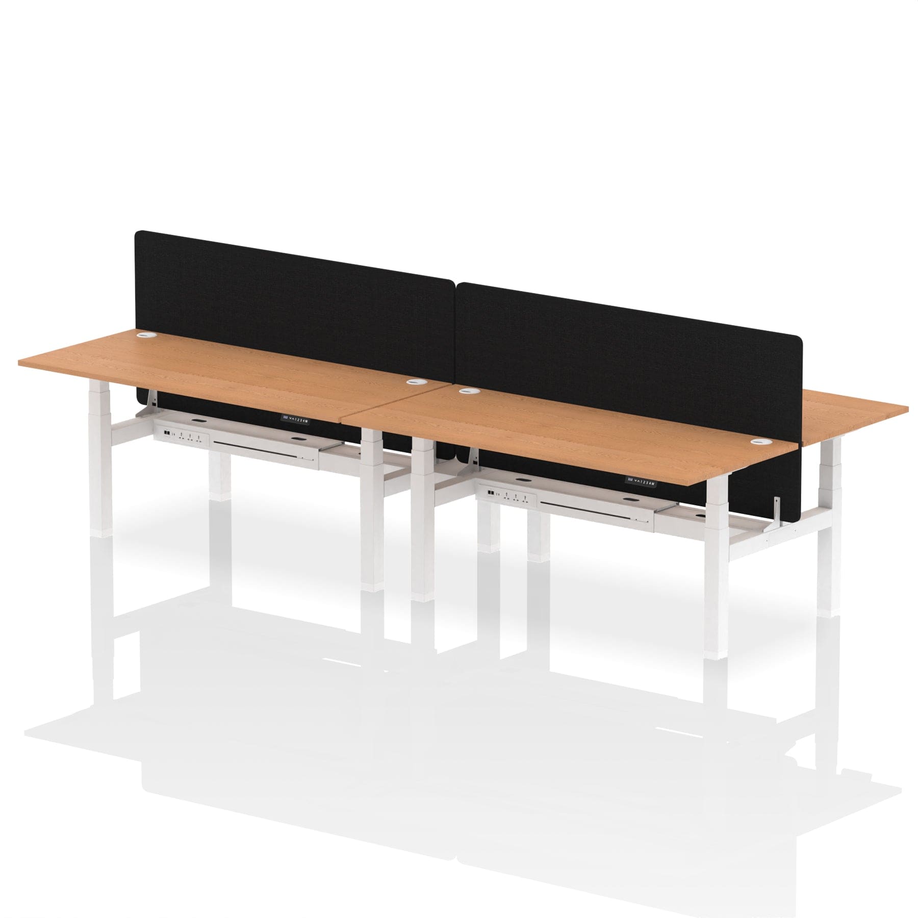 Air Back-to-Back Height Adjustable Bench Desk - 4 Person with Black Straight Screen - Image 66