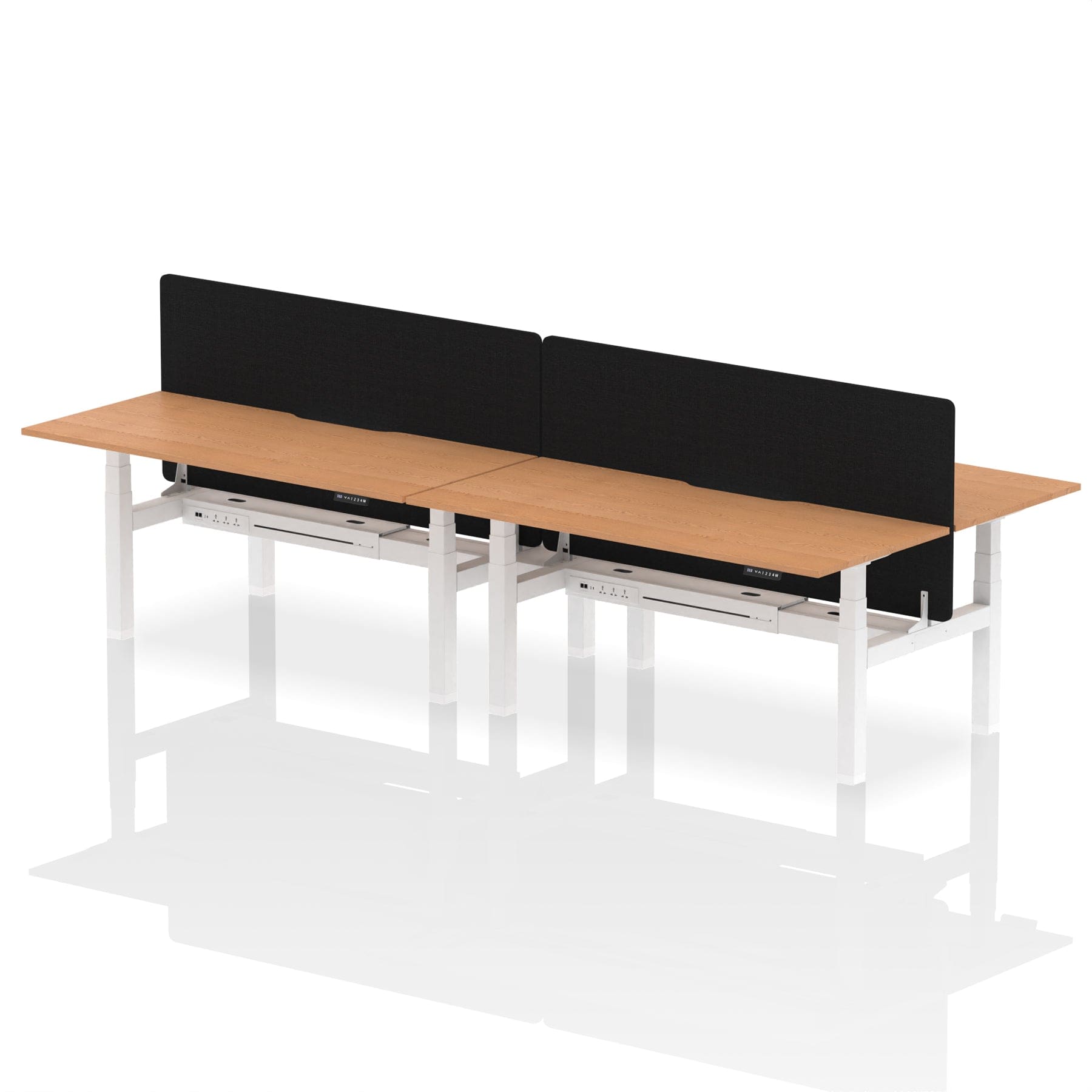Air Back-to-Back Scalloped Edge Height Adjustable Bench Desk - 4 Person with Black Straight Screen - Image 66