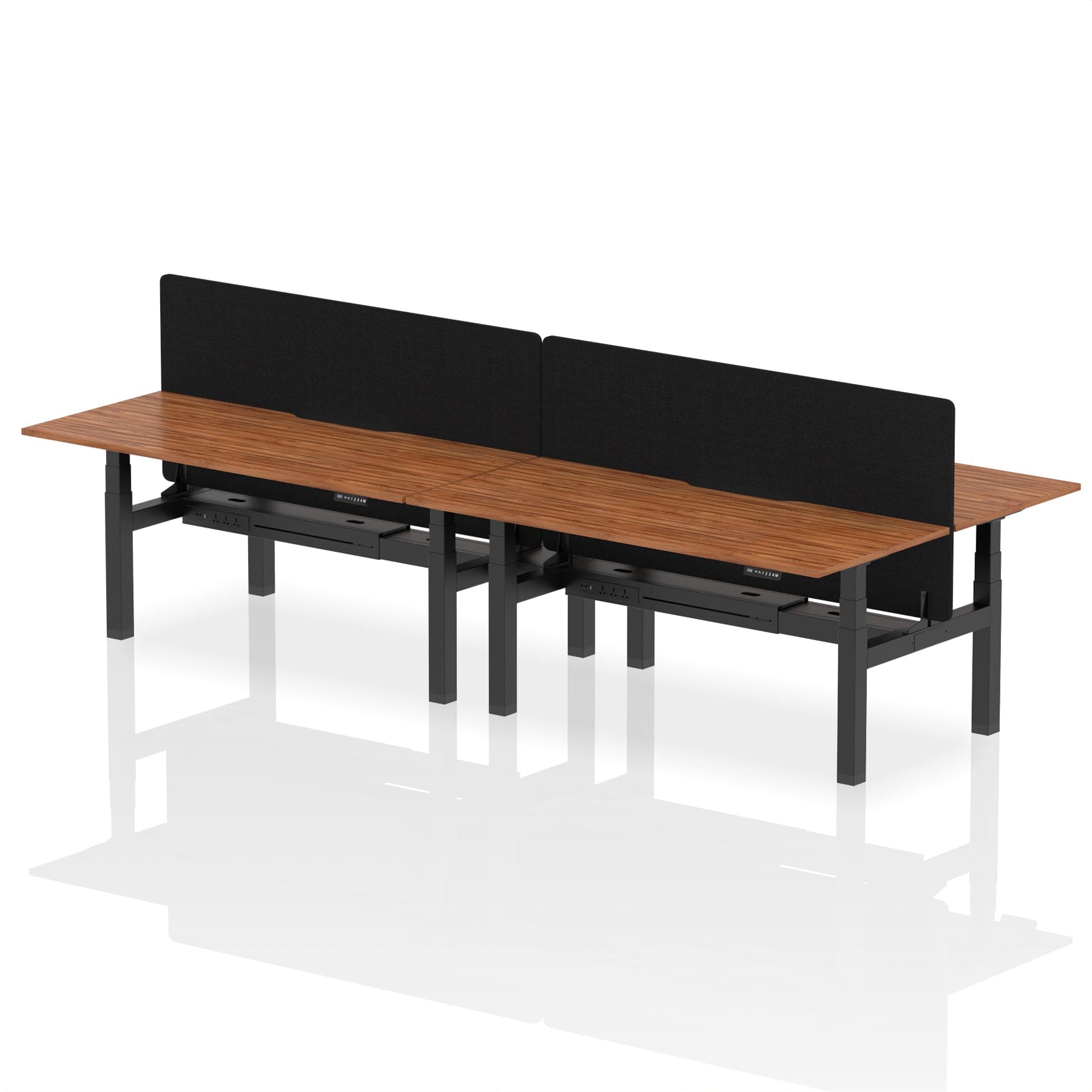 Air Back-to-Back Scalloped Edge Height Adjustable Bench Desk - 4 Person with Black Straight Screen - Image 67