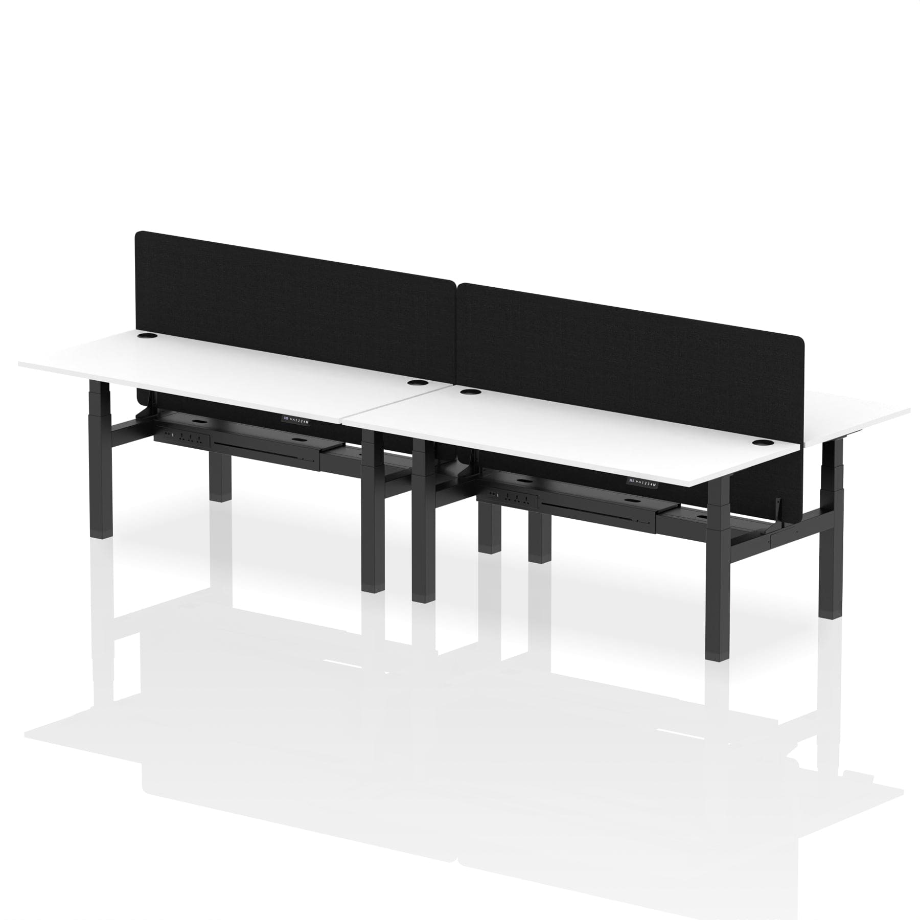 Air Back-to-Back Height Adjustable Bench Desk - 4 Person with Black Straight Screen - Image 70