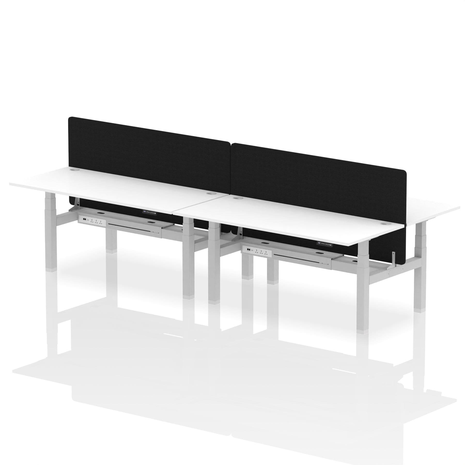 Air Back-to-Back Height Adjustable Bench Desk - 4 Person with Black Straight Screen - Image 71
