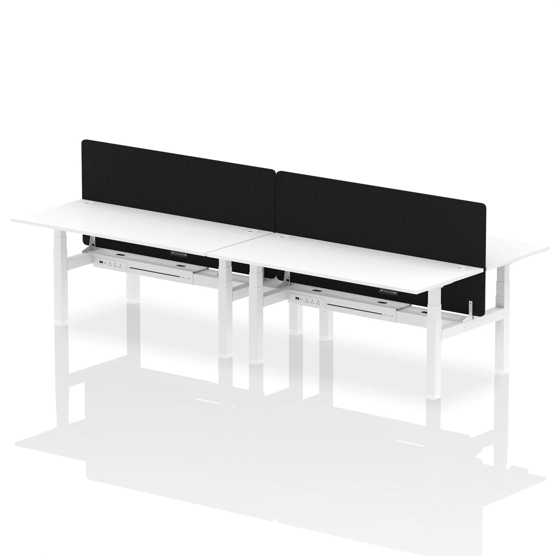 Air Back-to-Back Height Adjustable Bench Desk - 4 Person with Black Straight Screen - Image 72