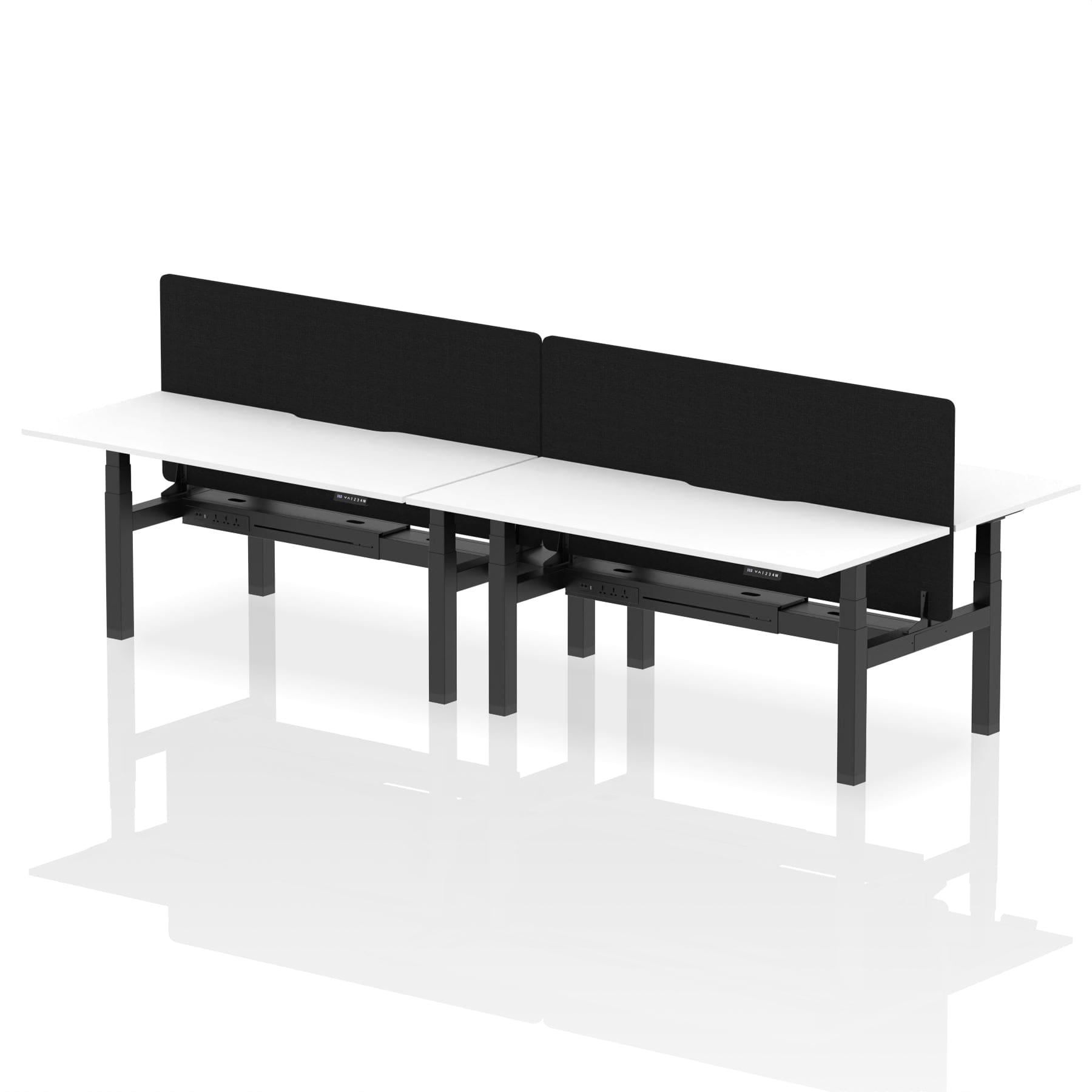 Air Back-to-Back Scalloped Edge Height Adjustable Bench Desk - 4 Person with Black Straight Screen - Image 70