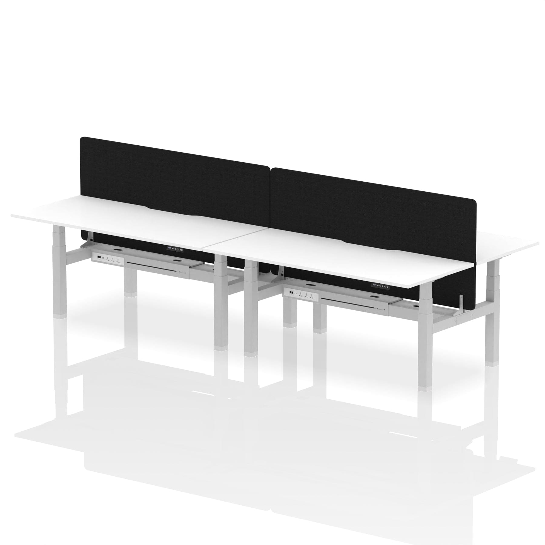Air Back-to-Back Scalloped Edge Height Adjustable Bench Desk - 4 Person with Black Straight Screen - Image 71