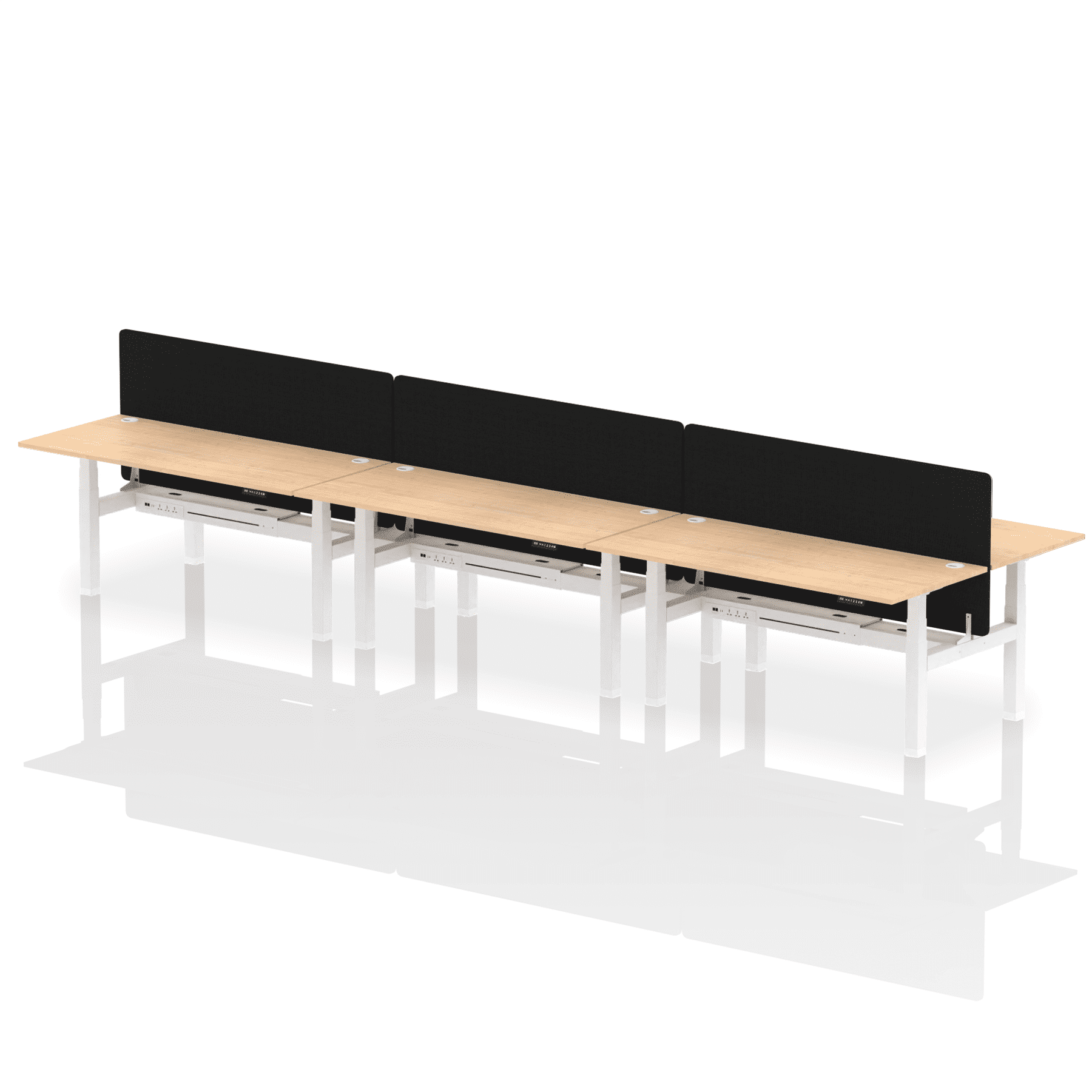 Air Back-to-Back Height Adjustable Bench Desk - 6 Person with Black Straight Screen - Image 63